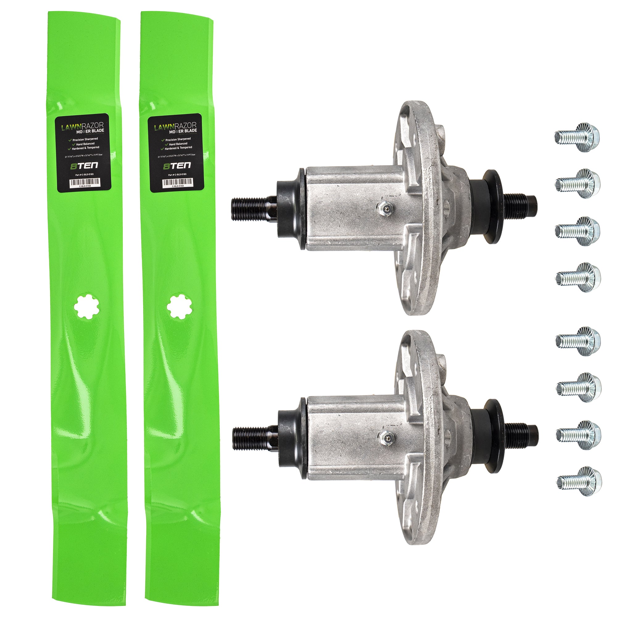 Deck Spindles & Mulching Blades Kit for zOTHER Stens Oregon MTD Cub Cadet Troy-Bilt John 8TEN MK1002299