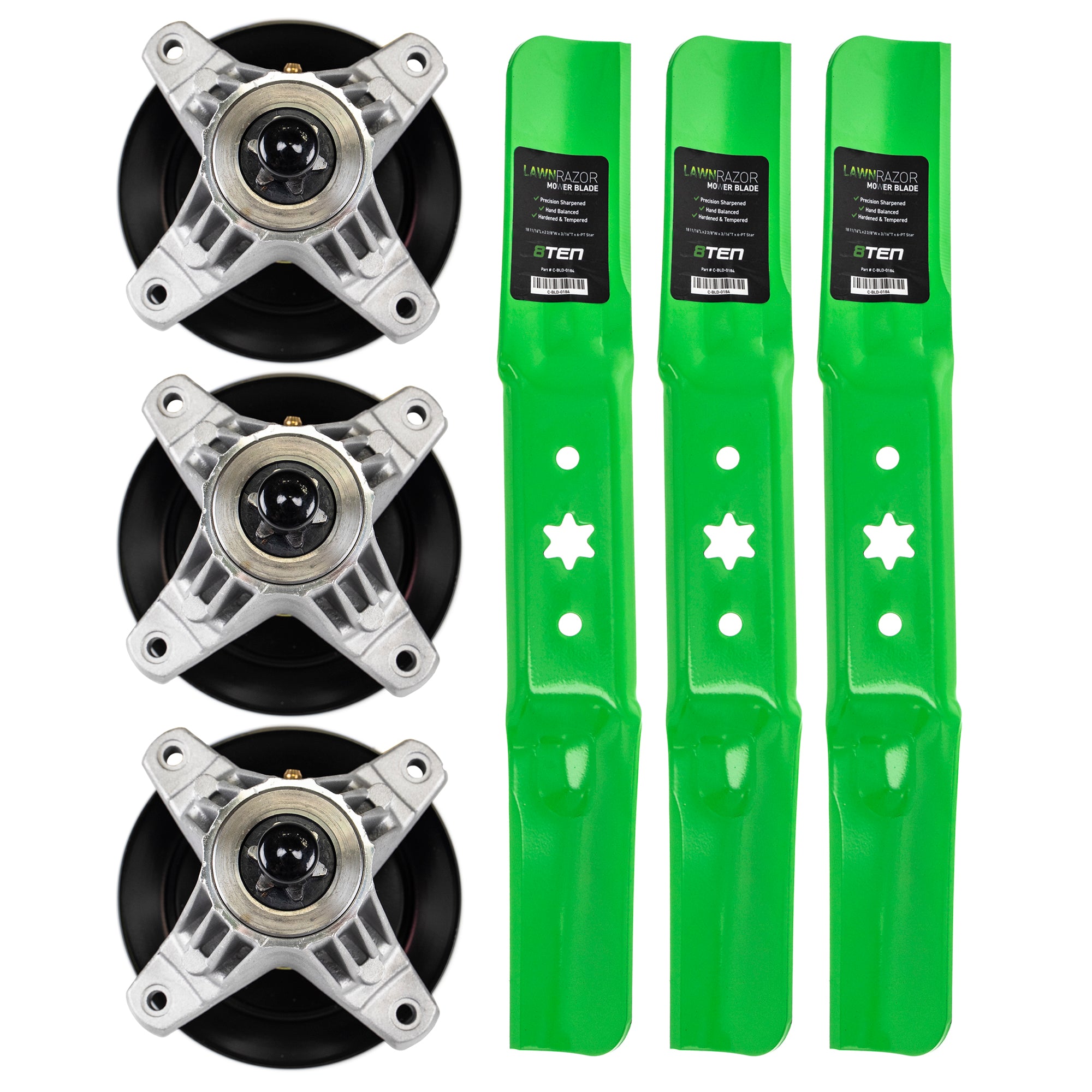 Deck Spindle & Mower Blade Kit for Stens MTD Cub Cadet Troy-Bilt T8400 T3200 Cadet 8TEN MK1002302