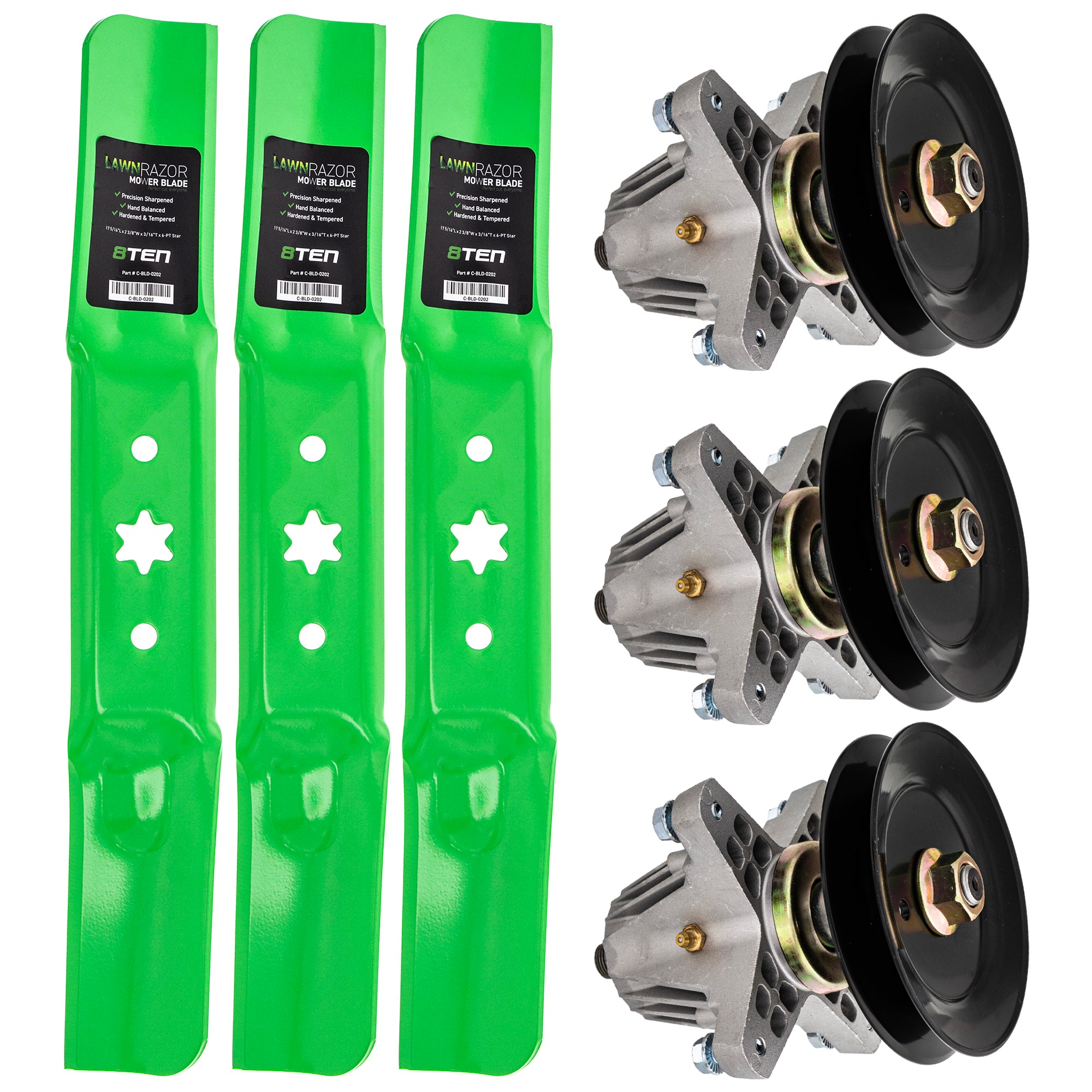 Deck Spindle & Mower Blade Kit for Stens MTD Cub Cadet Troy-Bilt ZT-L50 ZS6700 Z550 Super 8TEN MK1002313