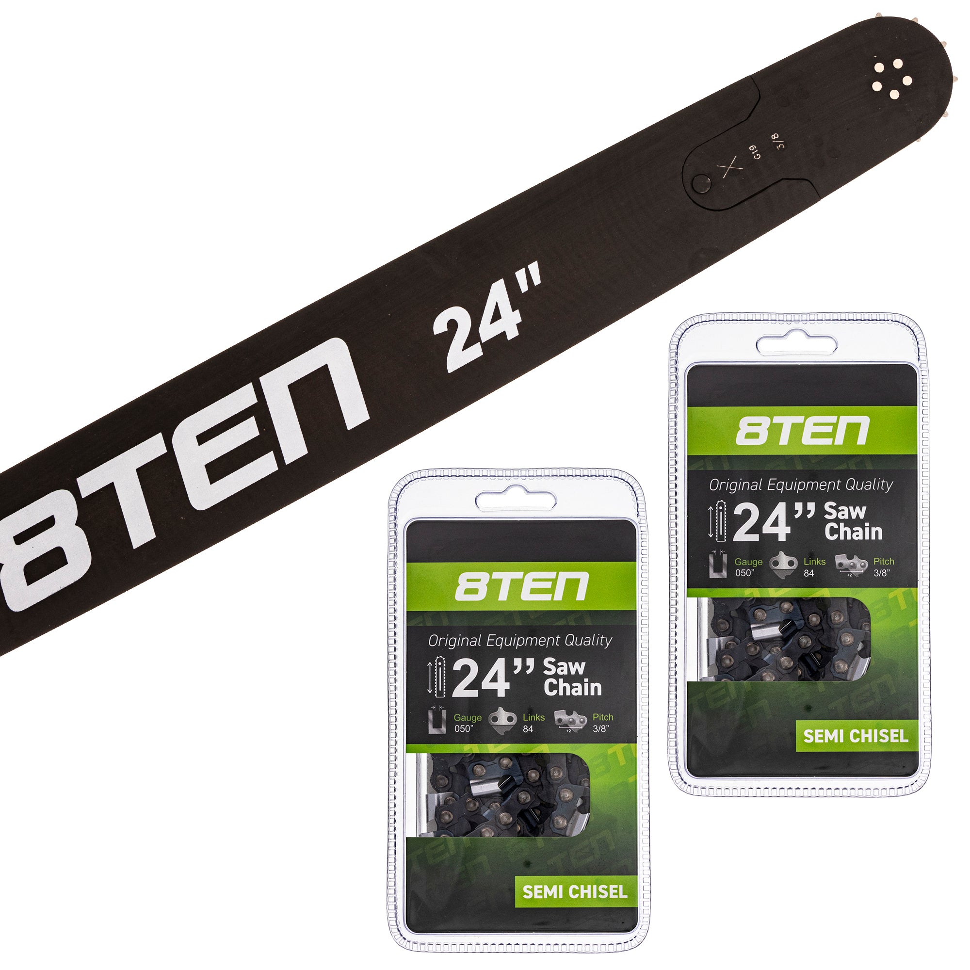 Chainsaw Bar & 2 Chains Kit 24 Inch for zOTHER Stens Silver Streak Husqvarna Poulan 8TEN MK1002909