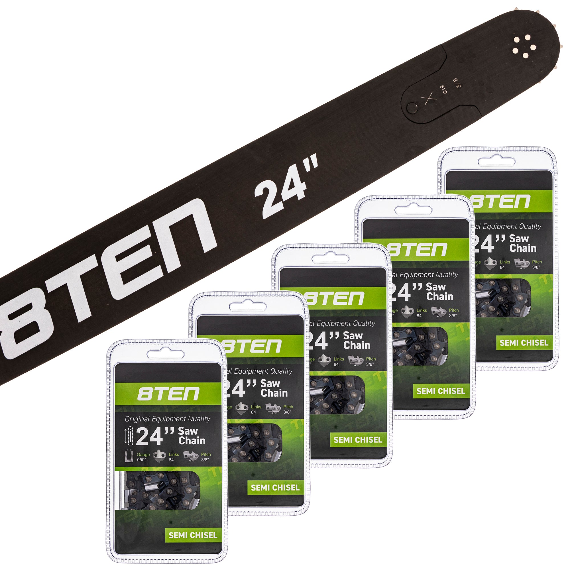 Chainsaw Bar & 5 Chains Kit 24 Inch for zOTHER Stens Silver Streak Oregon Ref. Oregon GB 8TEN MK1002906