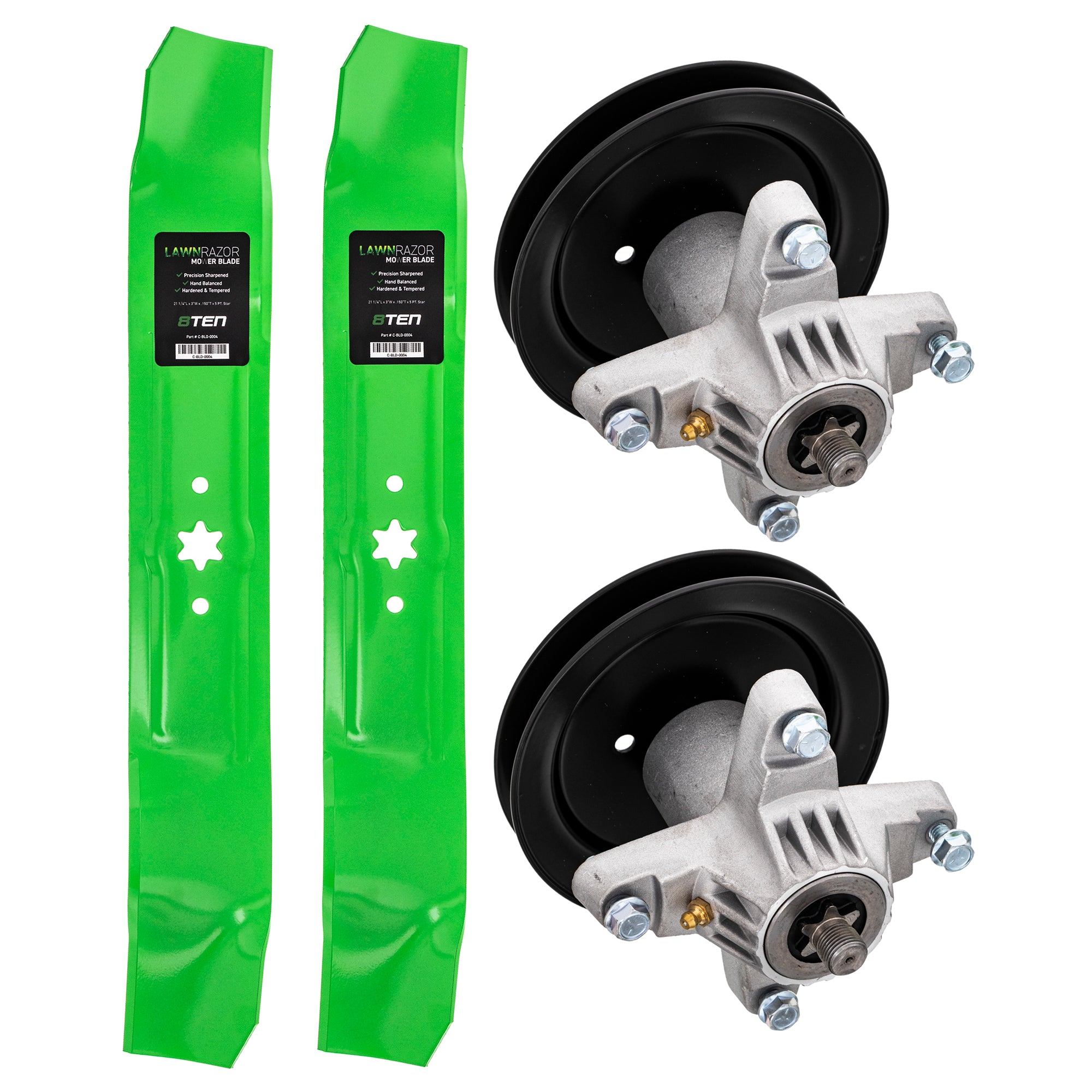 Mower Blades & Deck Spindles Kit for Toro Exmark Sunbelt Stens Oregon MTD Cub Cadet 8TEN MK1005145