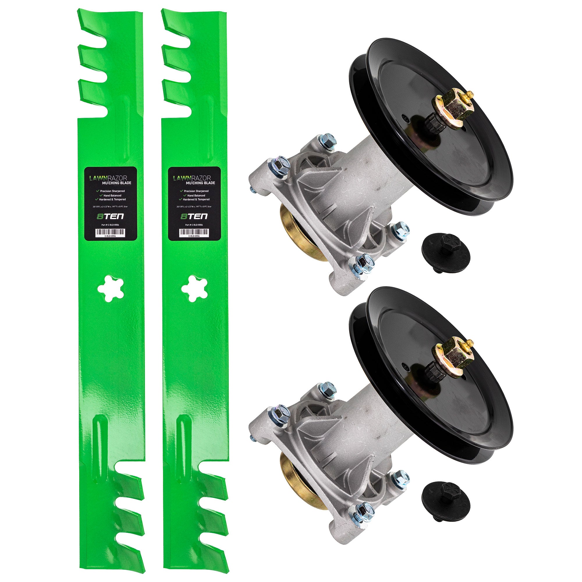 Mower Blades & Deck Spindles Kit for zOTHER Stens Oregon MTD Cub Cadet Troy-Bilt Husqvarna 8TEN MK1005196