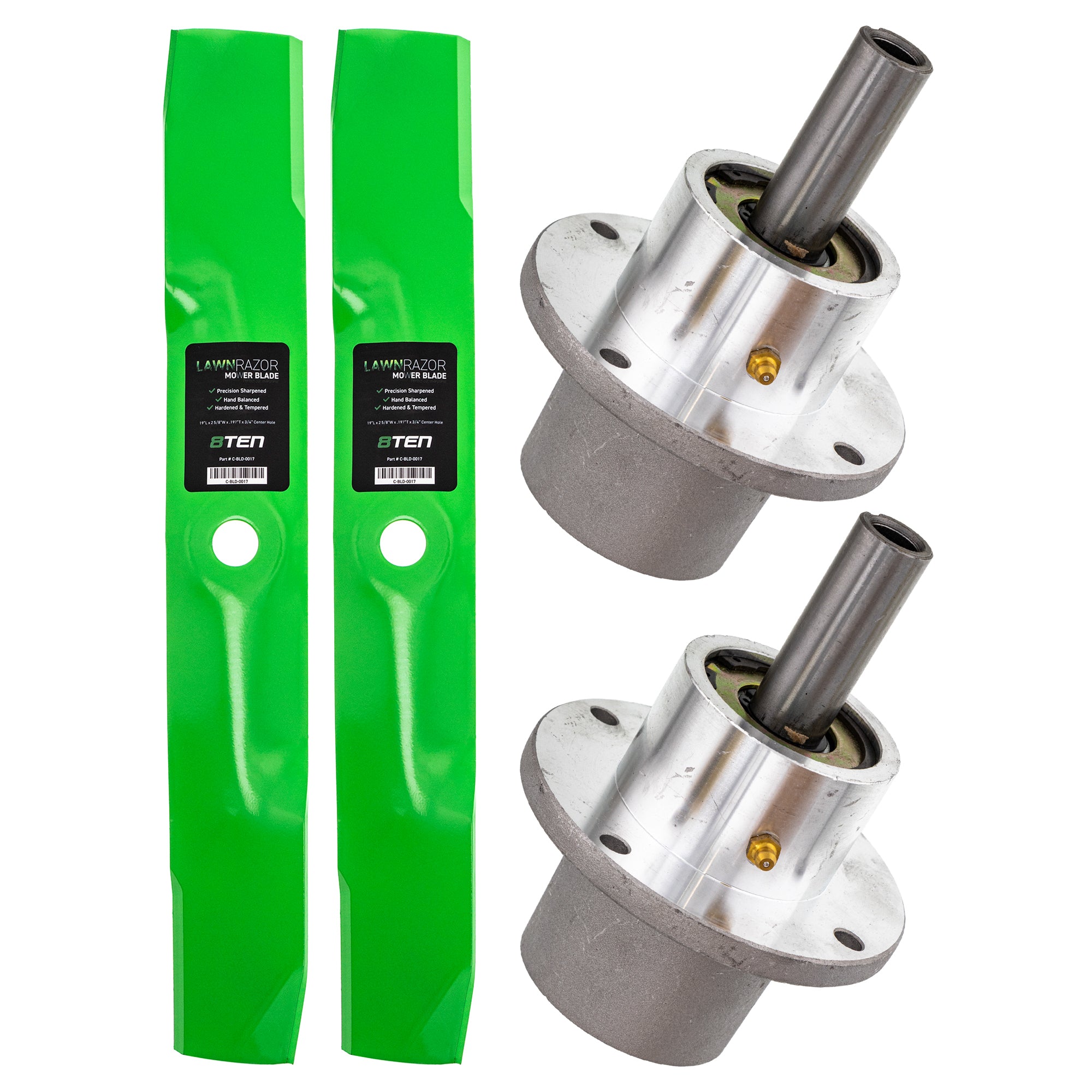 Mower Blades & Deck Spindles Kit for Wright Stander Walbro Stens Snapper Scag Oregon MTD 8TEN MK1005275