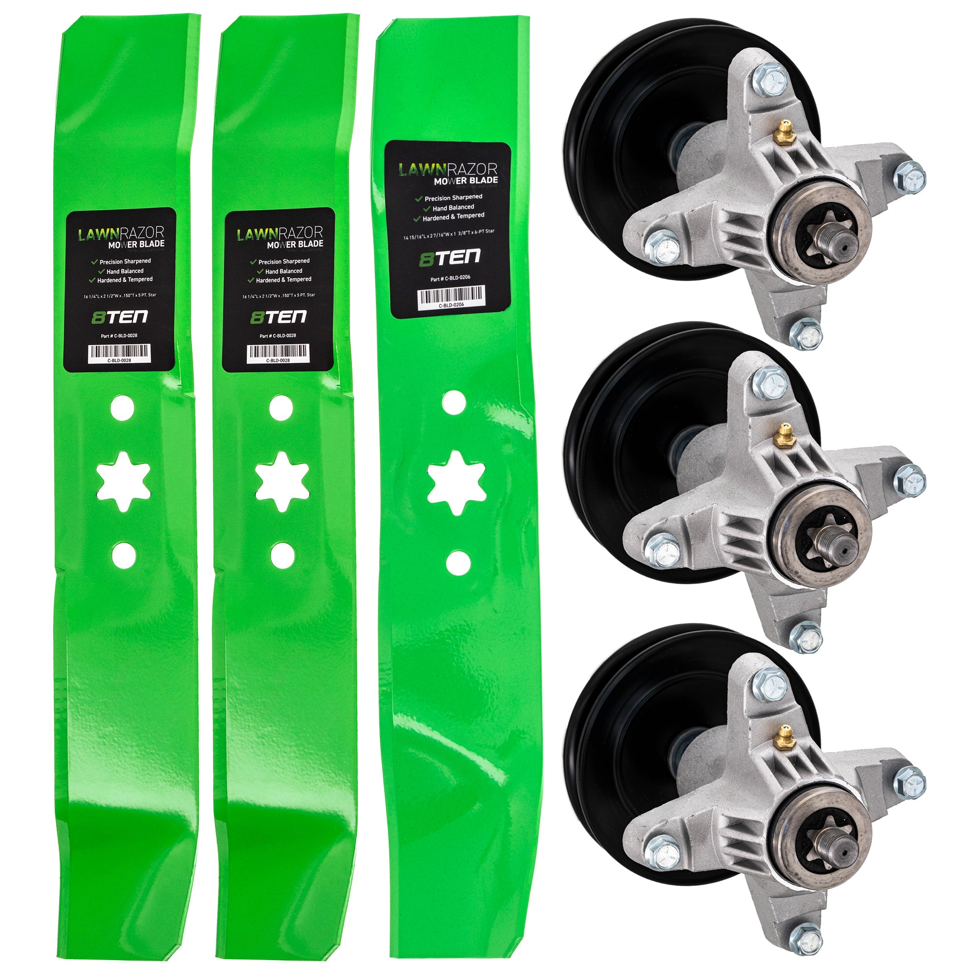 Mower Blades & Deck Spindles Kit for zOTHER Toro Exmark Stens Oregon MTD Cub Cadet 8TEN MK1005354