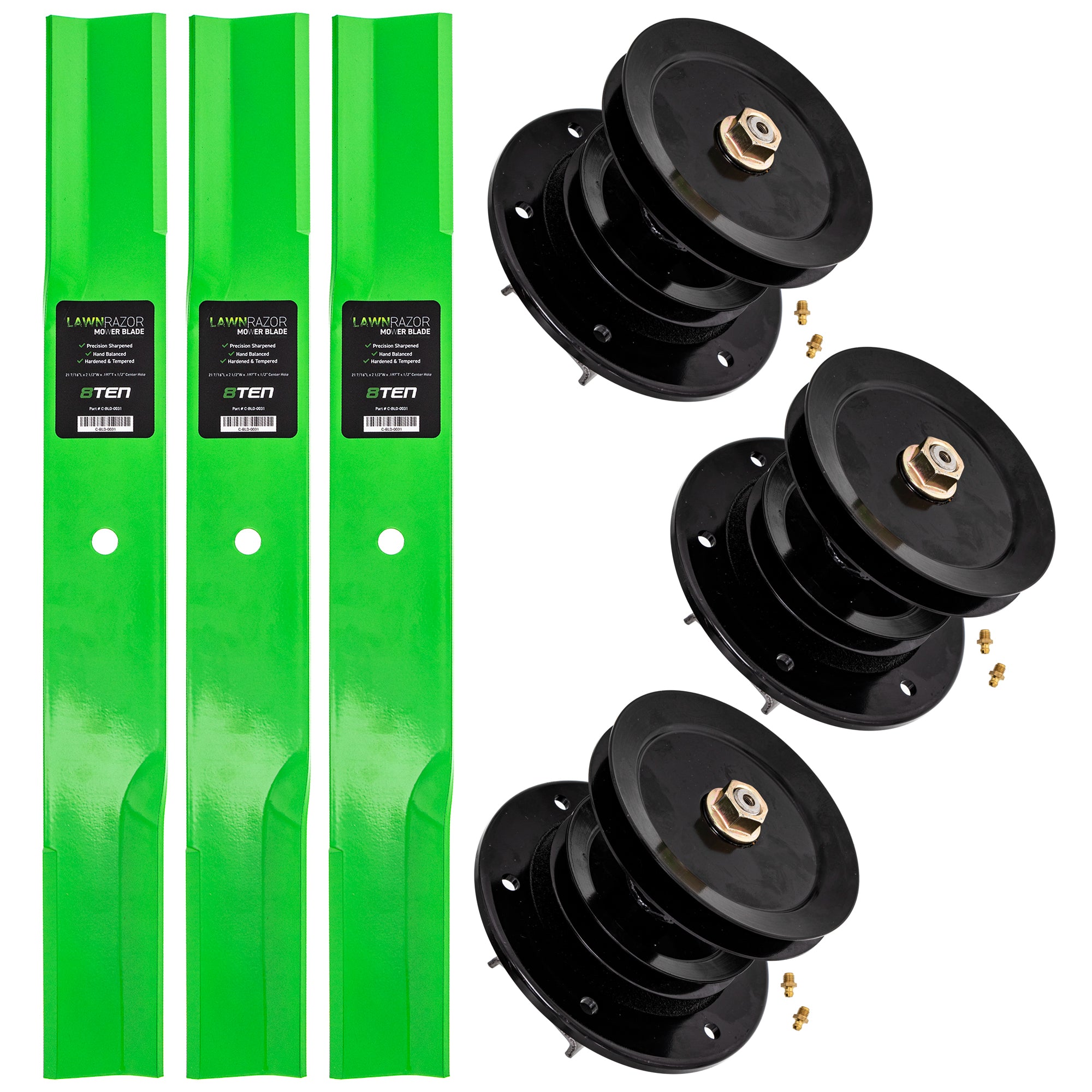 Mower Blades & Deck Spindles Kit for Toro Exmark-WHEELHORSE Toro Exmark Oregon MTD Cub 8TEN MK1005402