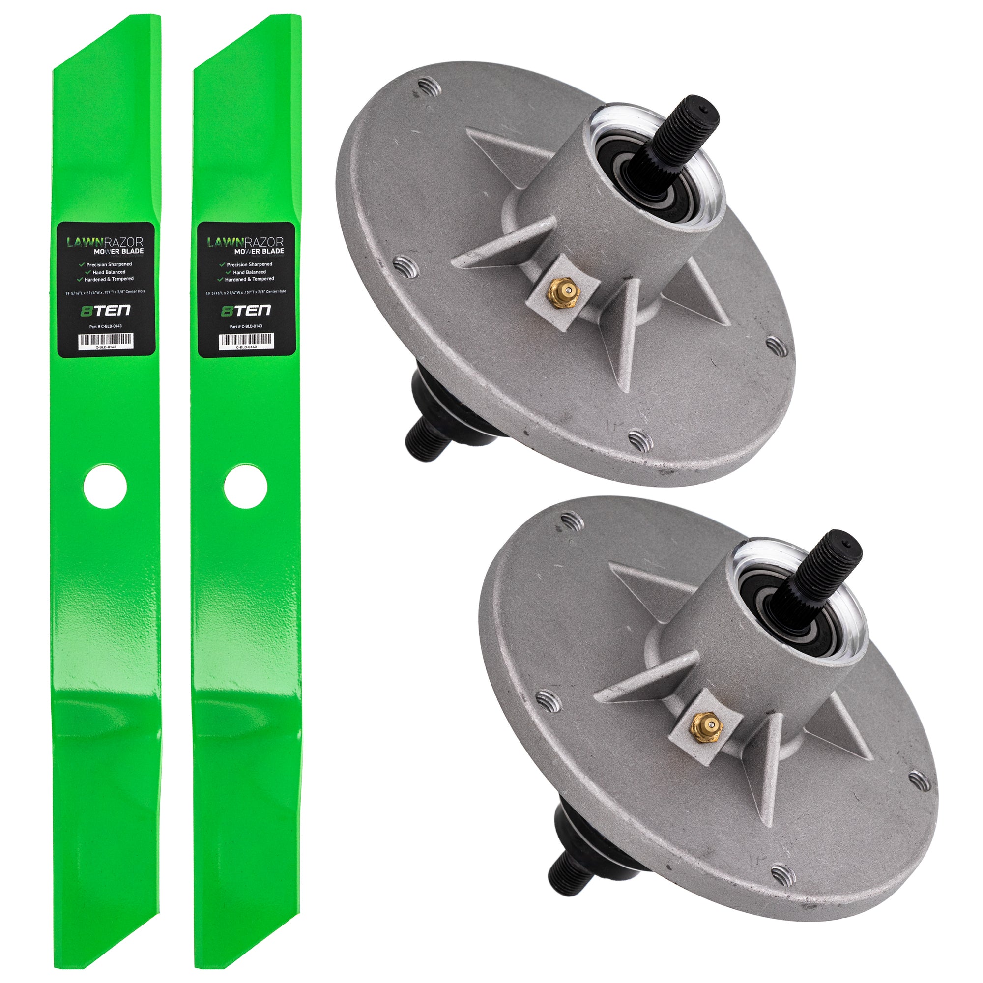 Mower Blades Deck Spindles Kit For Briggs 8TEN