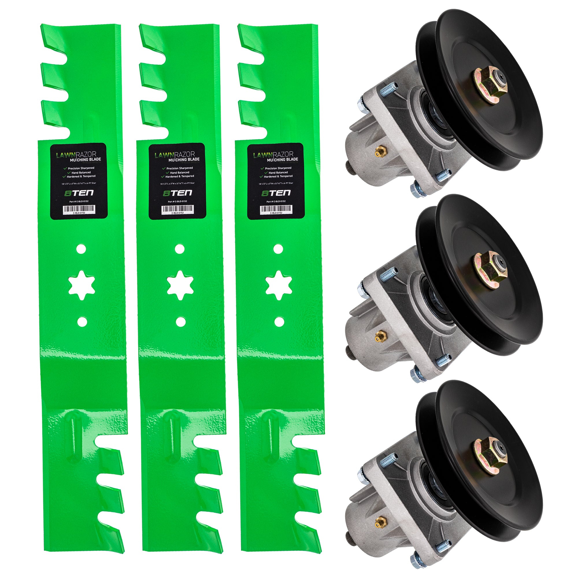 Mower Blades & Deck Spindles Kit for zOTHER Toro Exmark Stens Oregon MTD Cub Cadet 8TEN MK1005617
