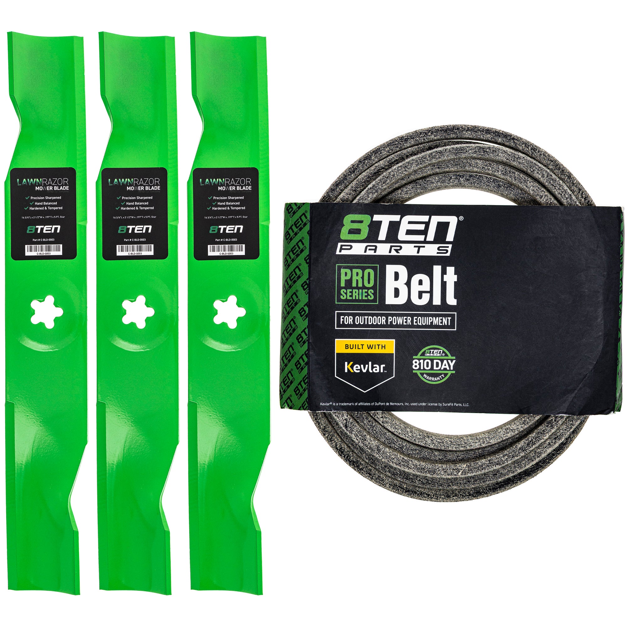 Mower Blades & Deck Belt Kit for zOTHER Walbro Toro Exmark Stens Oregon MTD Cub Cadet 8TEN MK1007759