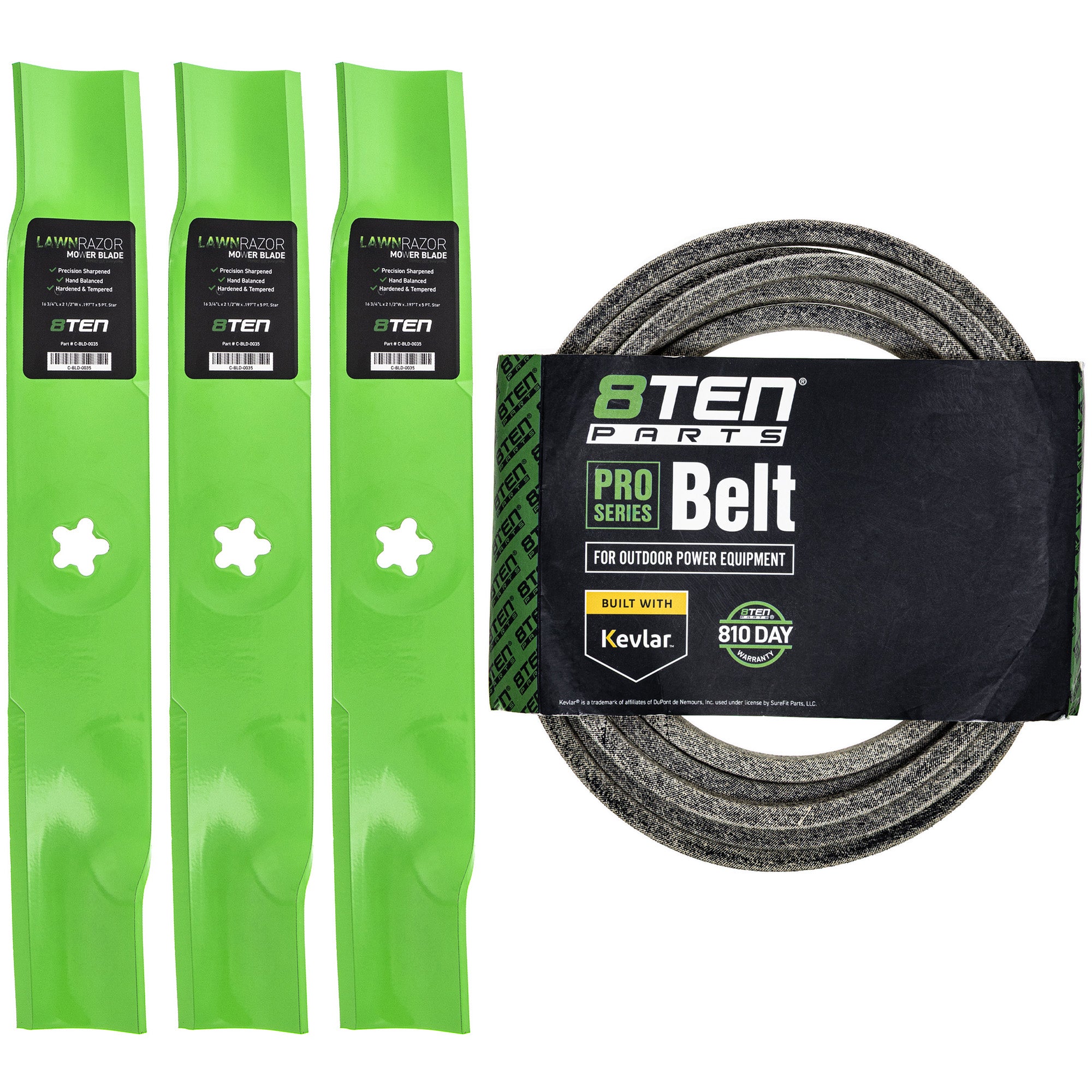 Mower Blades & Deck Belt Kit for zOTHER Walbro Toro Exmark Stens Oregon Husqvarna Poulan 8TEN MK1007761