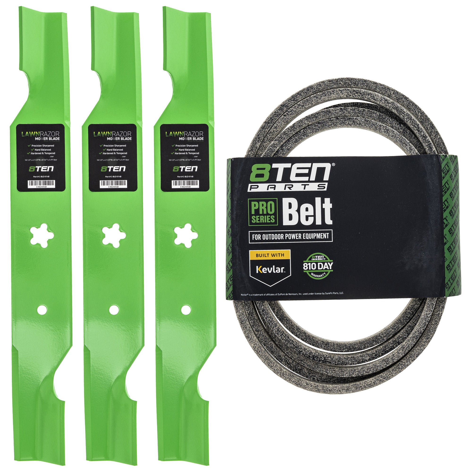 Mower Blades & Deck Belt Kit for zOTHER Toro Exmark Stens Oregon Husqvarna Poulan 8TEN MK1007762