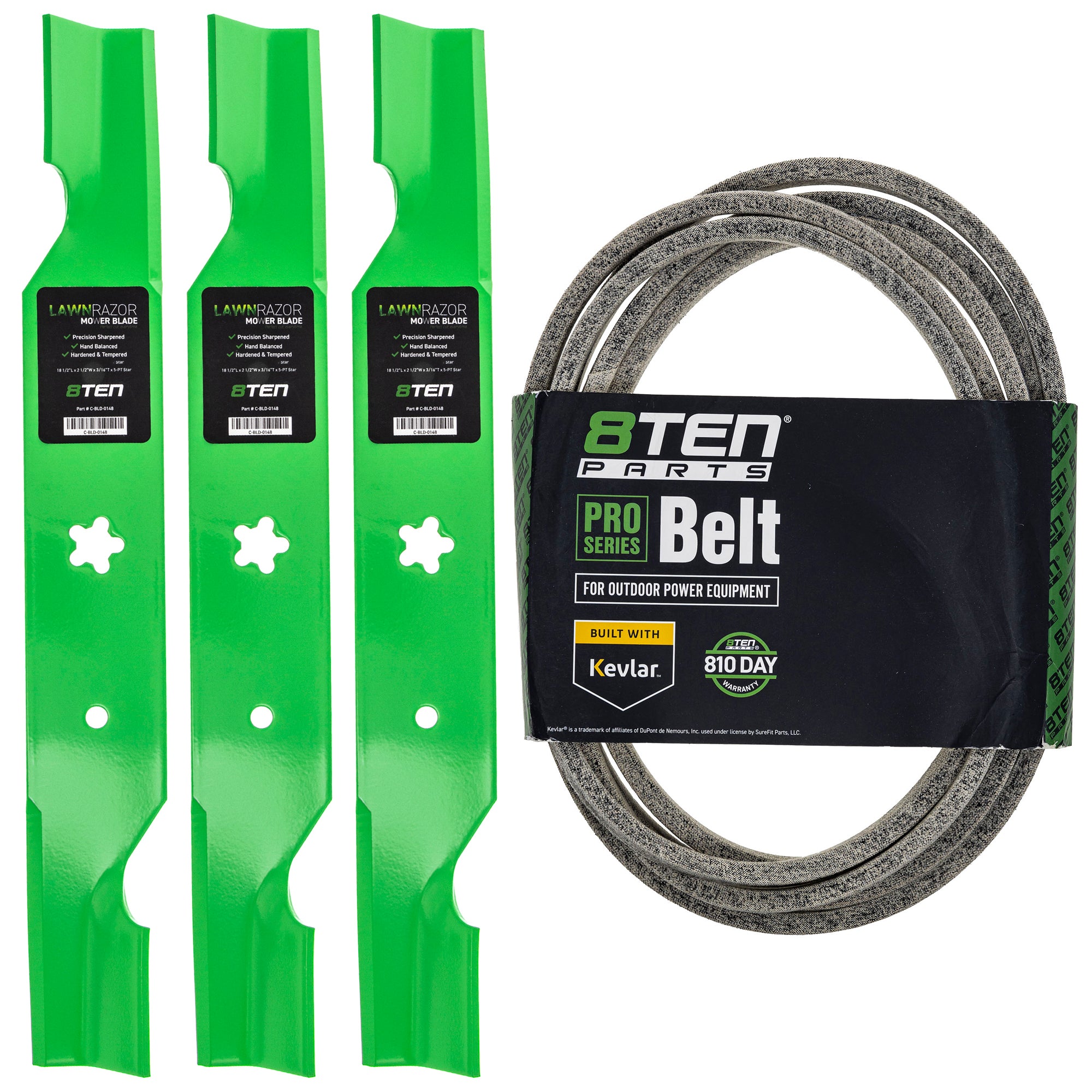 Mower Blades & Deck Belt Kit for zOTHER Stens Oregon Husqvarna Poulan Craftsman AYP RedMax 8TEN MK1007763