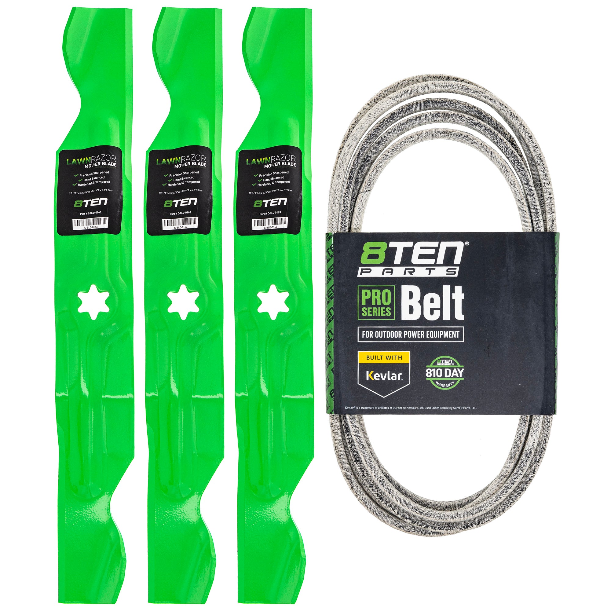 Mower Blades & Deck Belt Kit for zOTHER Toro Exmark Stens Oregon MTD Cub Cadet Troy-Bilt 8TEN MK1007765
