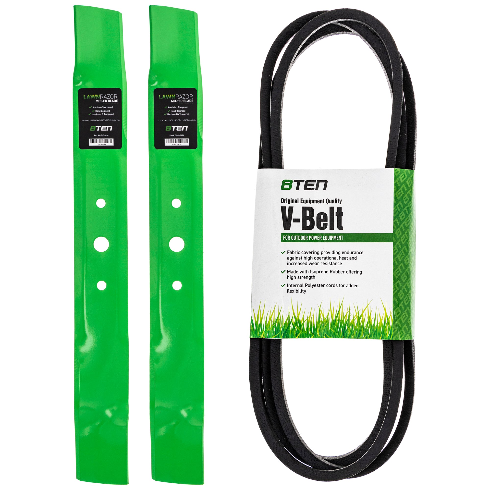 Mower Blades & Deck Belt Kit for zOTHER Stens Oregon John Deere Husqvarna Poulan Craftsman 8TEN MK1007770