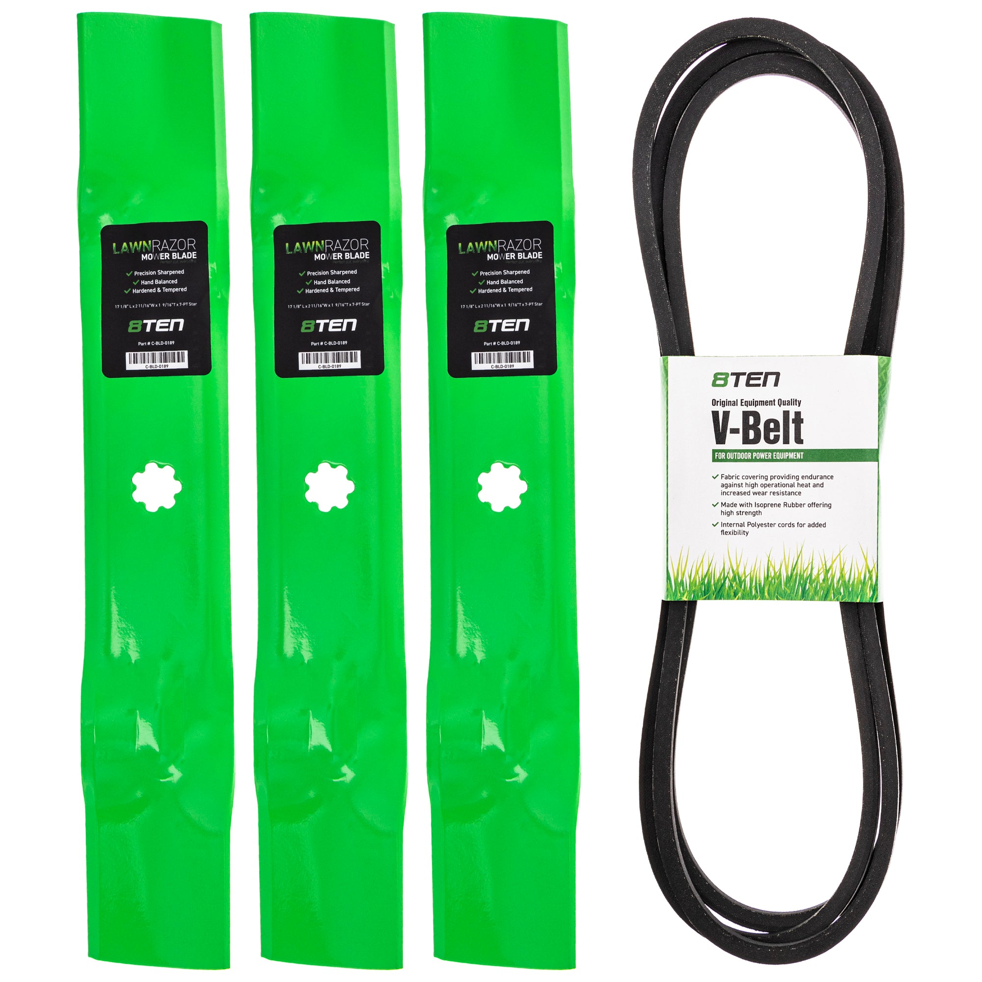 Mower Blades & Deck Belt Kit for zOTHER Stens Oregon John Deere Deere 8TEN MK1007771