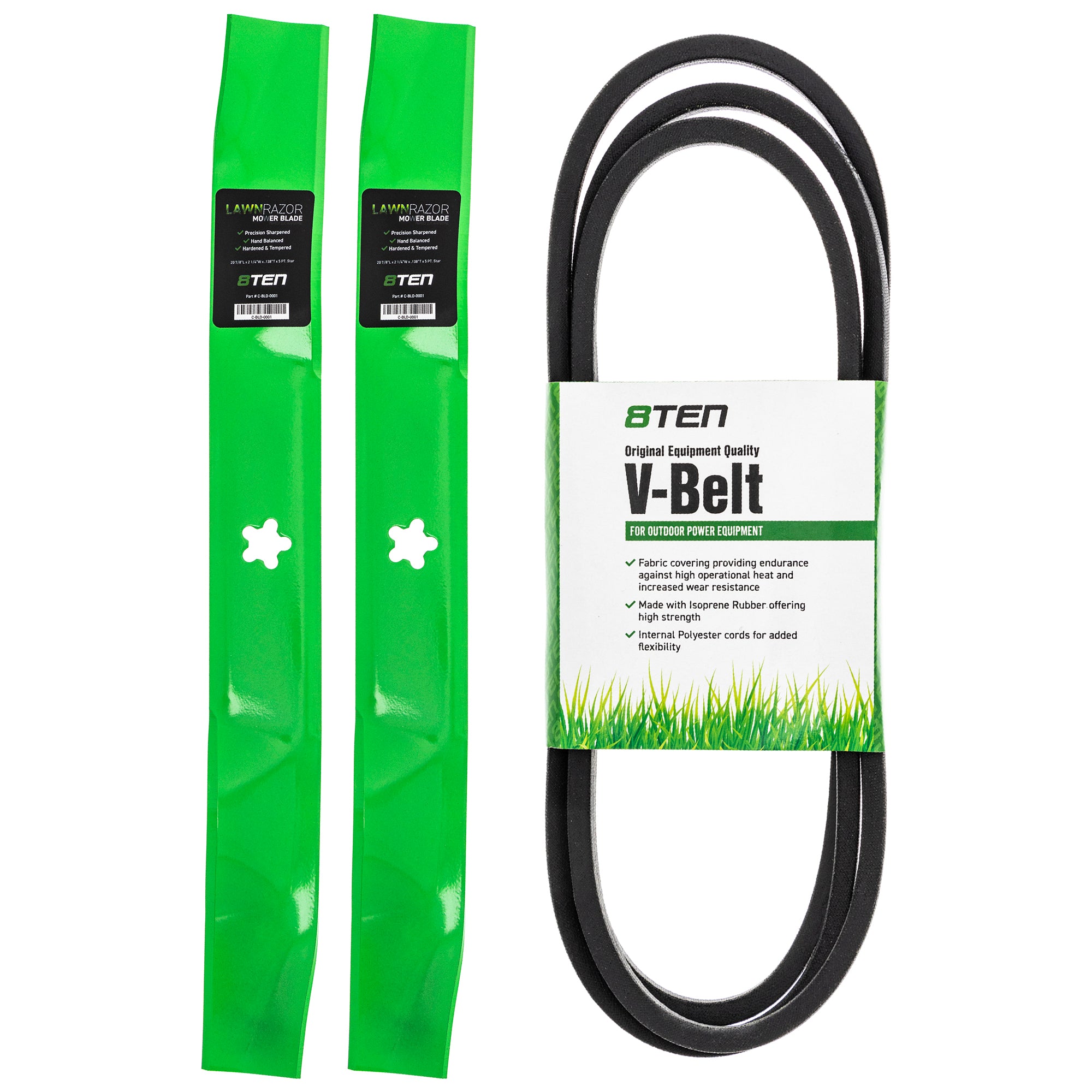 Mower Blades & Deck Belt Kit for zOTHER Stens Oregon Husqvarna Poulan Craftsman AYP RedMax 8TEN MK1007773