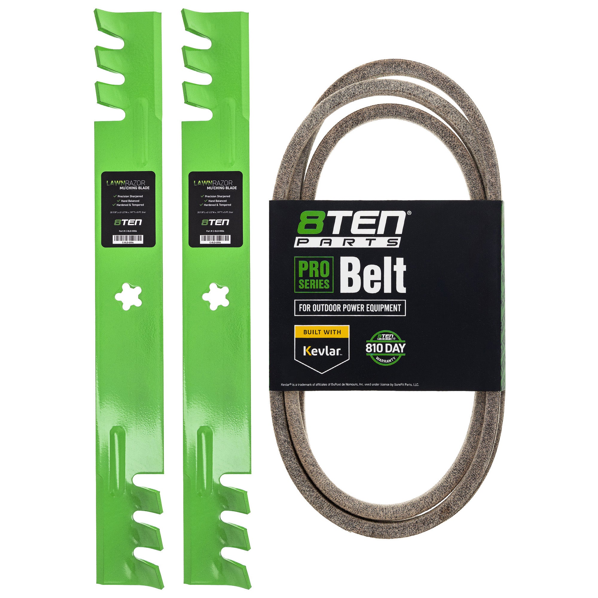Mower Blades & Deck Belt Kit for zOTHER Stens Oregon Husqvarna Poulan Craftsman AYP RedMax 8TEN MK1007776