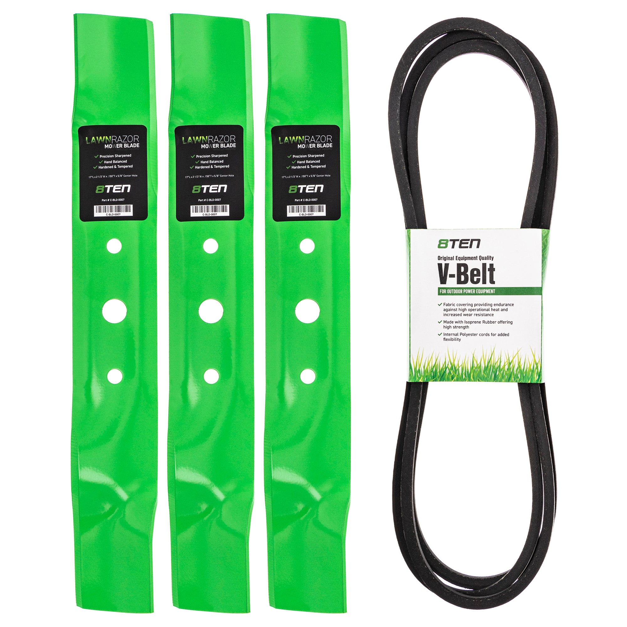 Mower Blades & Deck Belt Kit for zOTHER Stens Oregon John Deere Deere 8TEN MK1007778