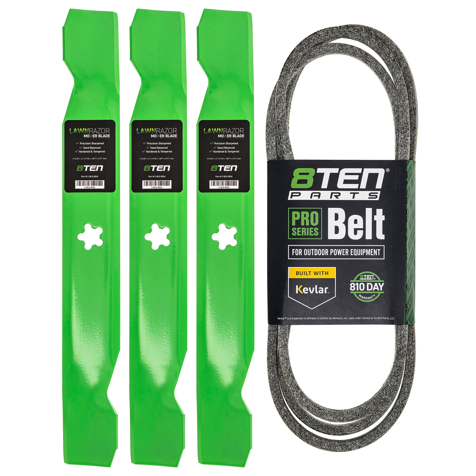 Mower Blades & Deck Belt Kit for zOTHER Stens Oregon Husqvarna Poulan Craftsman AYP RedMax 8TEN MK1007781