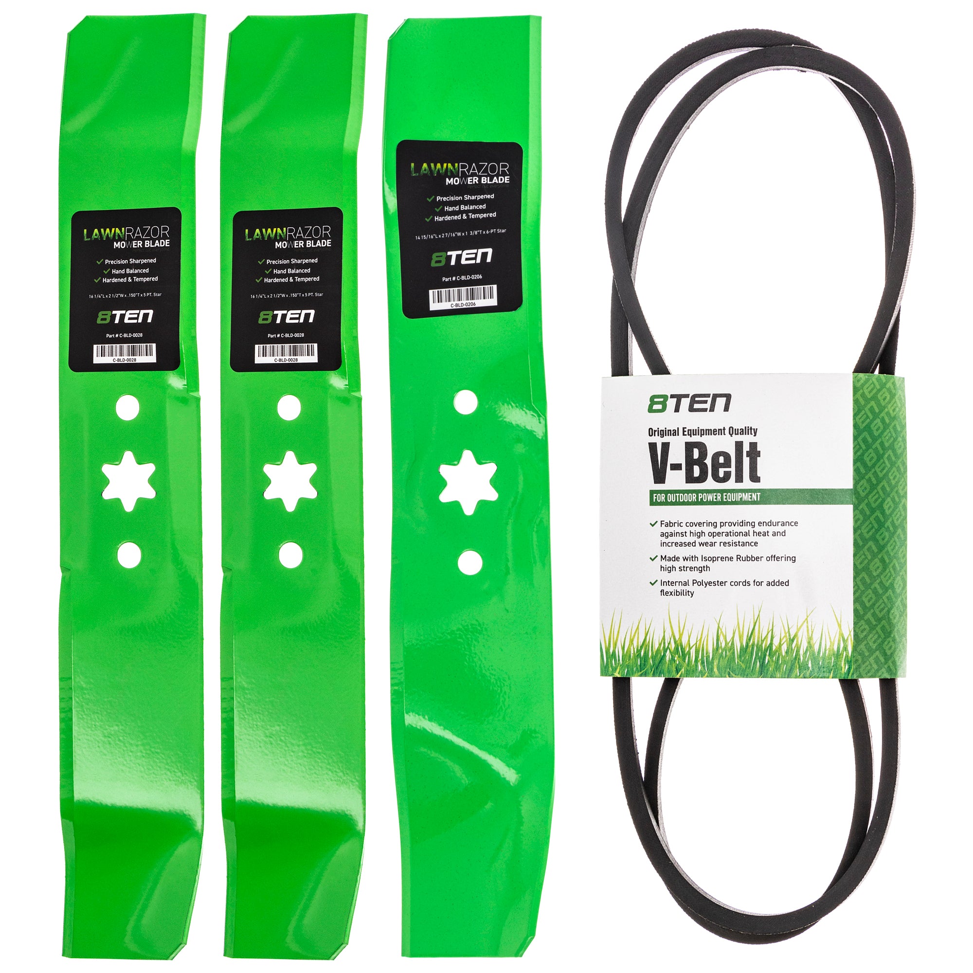Mower Blades & Deck Belt Kit for zOTHER Toro Exmark Stens Oregon MTD Cub Cadet Troy-Bilt 8TEN MK1007782