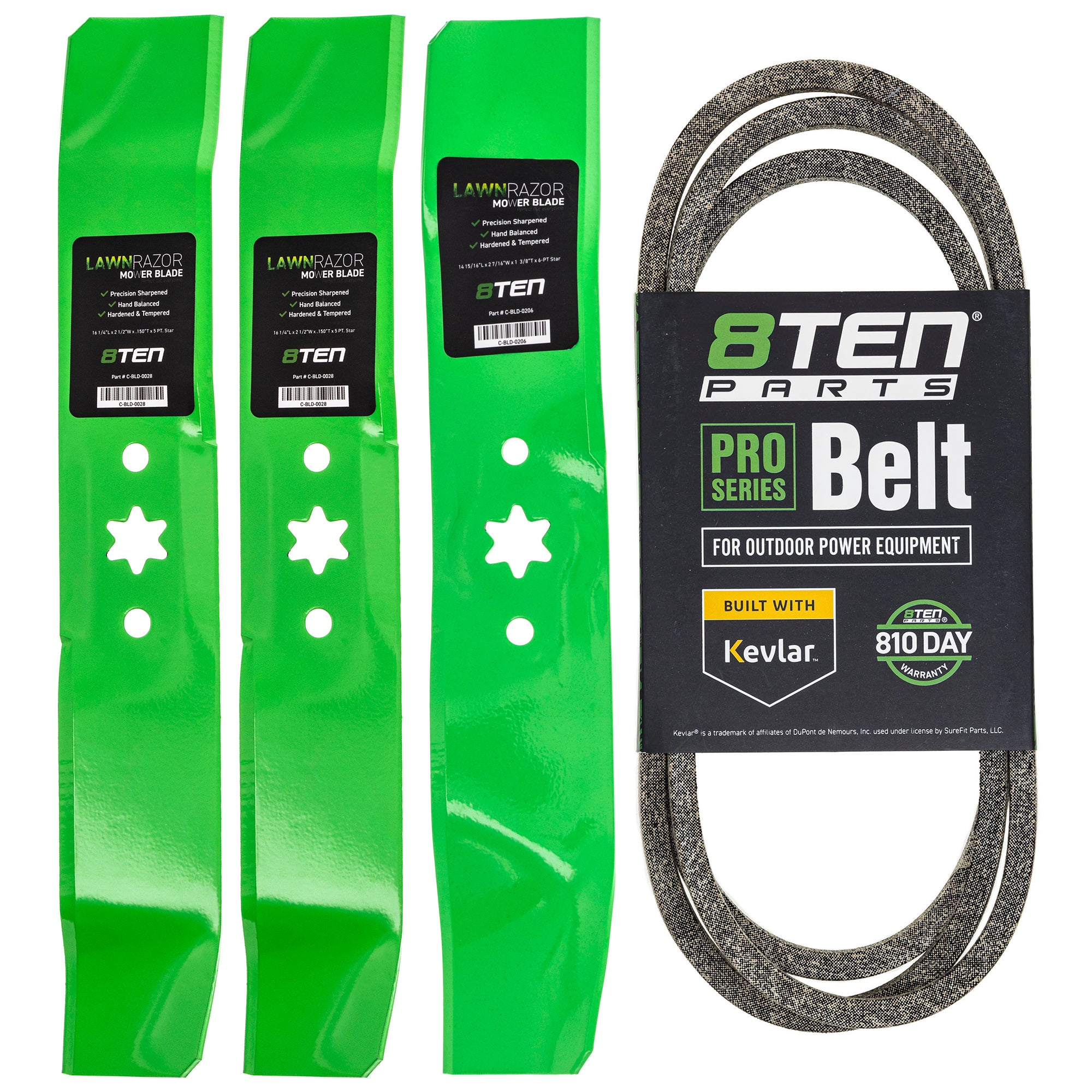 Mower Blades & Deck Belt Kit for zOTHER Toro Exmark Stens Oregon MTD Cub Cadet Troy-Bilt 8TEN MK1007782