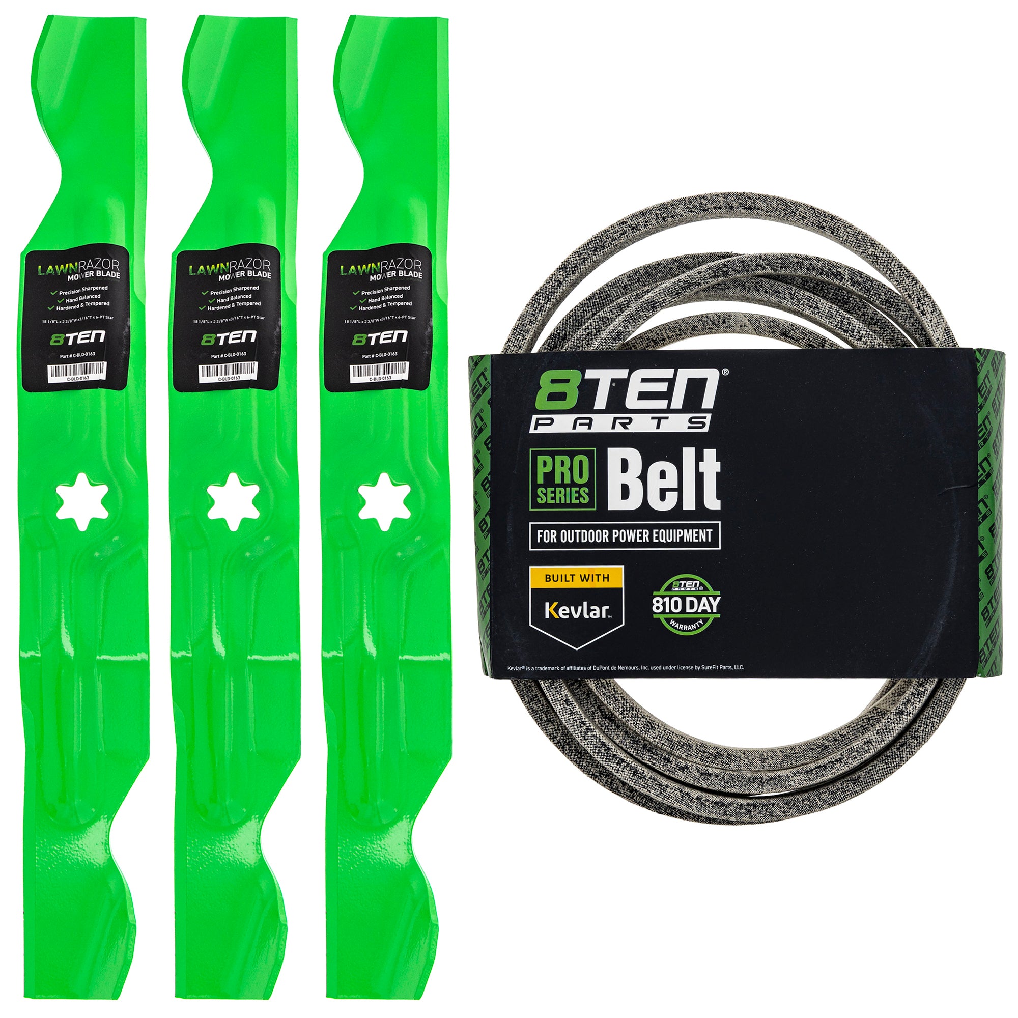 Mower Blades & Deck Belt Kit for zOTHER Toro Exmark Stens Oregon MTD Cub Cadet Troy-Bilt 8TEN MK1007789