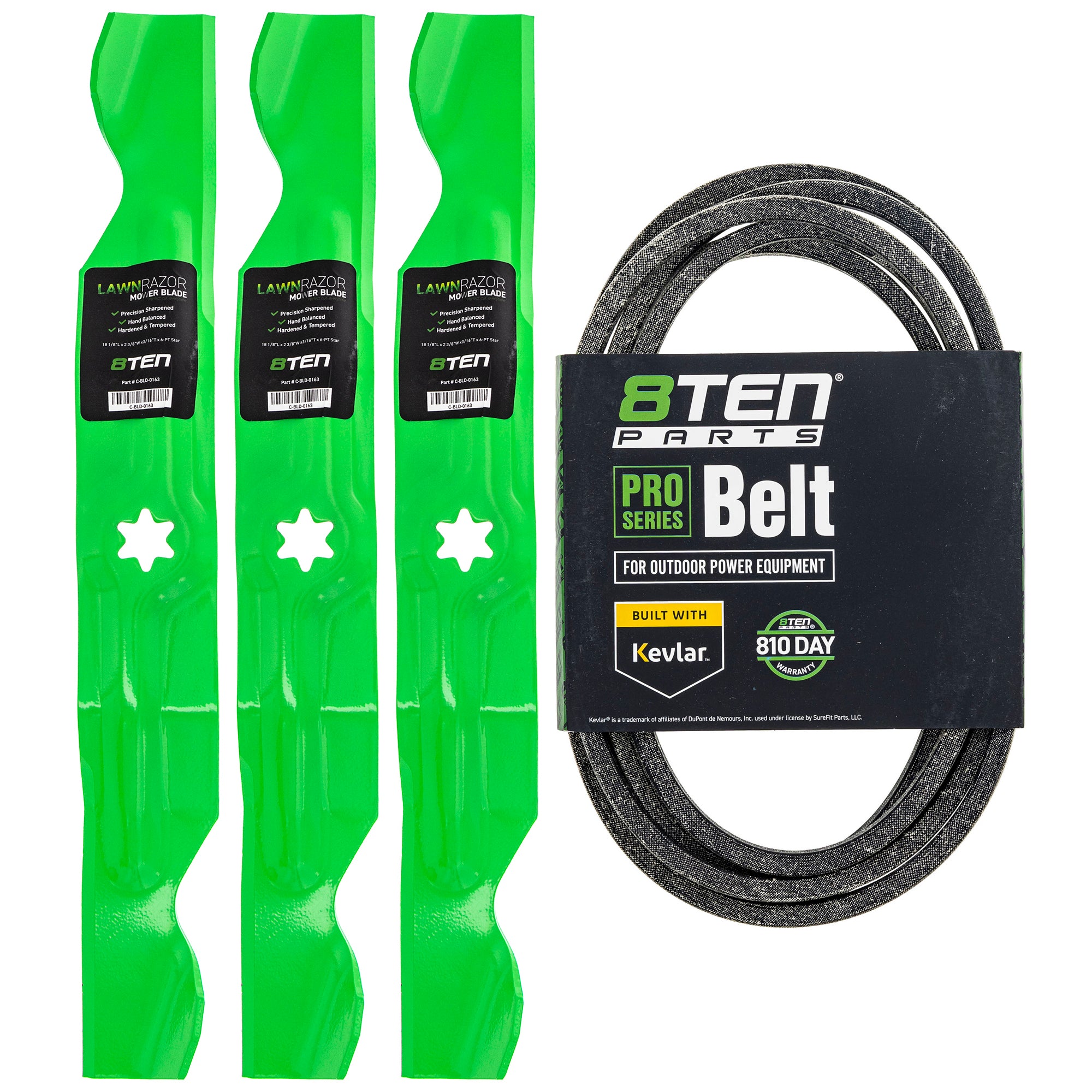 Mower Blades & Deck Belt Kit for zOTHER Toro Exmark Stens Oregon MTD Cub Cadet Troy-Bilt 8TEN MK1007790