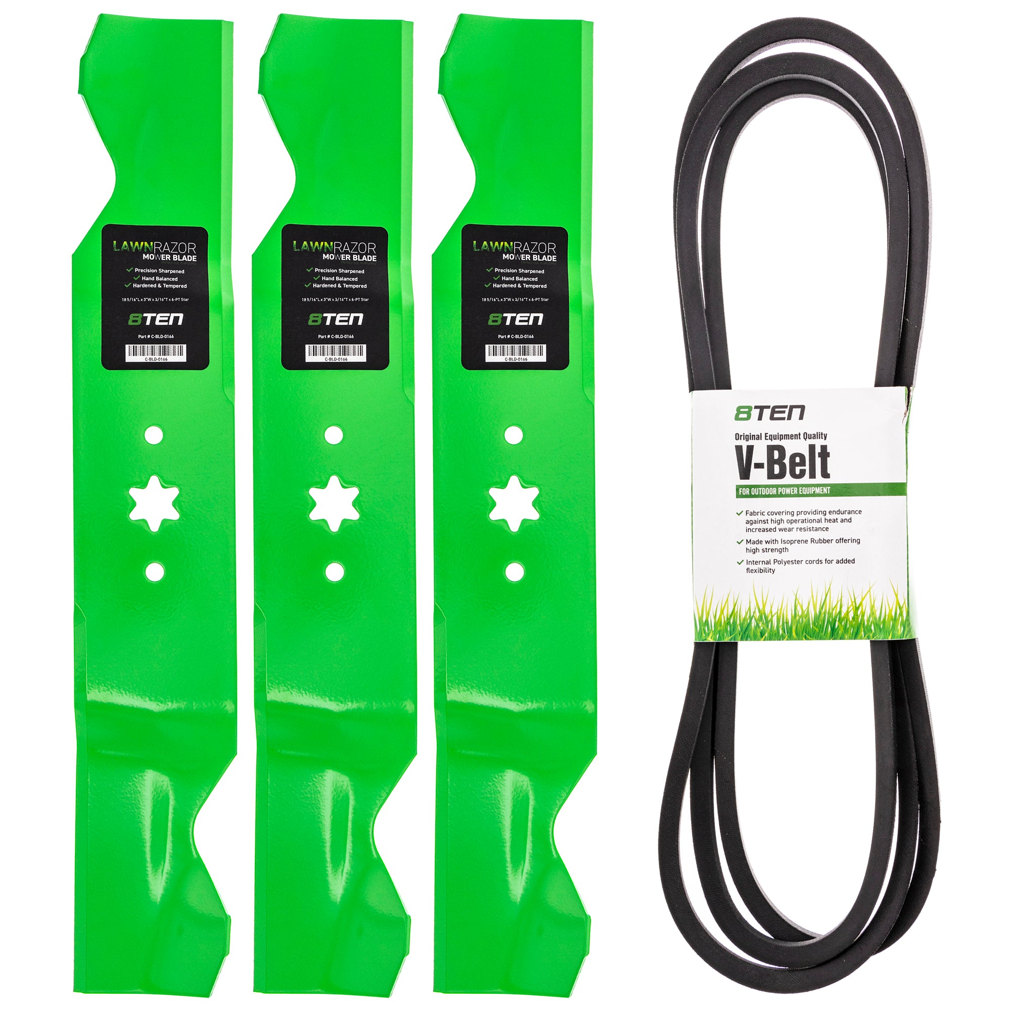 Mower Blades & Deck Belt Kit for Toro Exmark Stens Oregon MTD Cub Cadet Troy-Bilt Q81GK 8TEN MK1007791