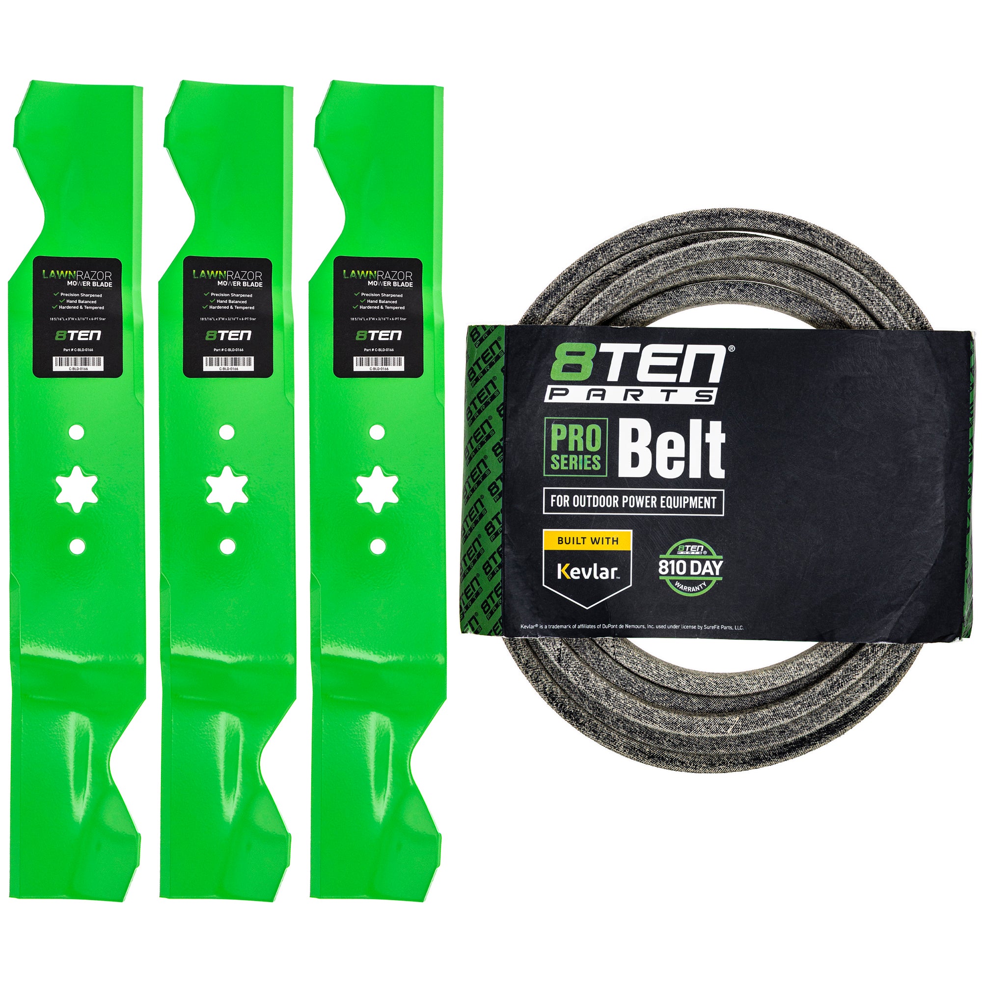 Mower Blades & Deck Belt Kit for Toro Exmark Stens Oregon MTD Cub Cadet Troy-Bilt Q81GK 8TEN MK1007791