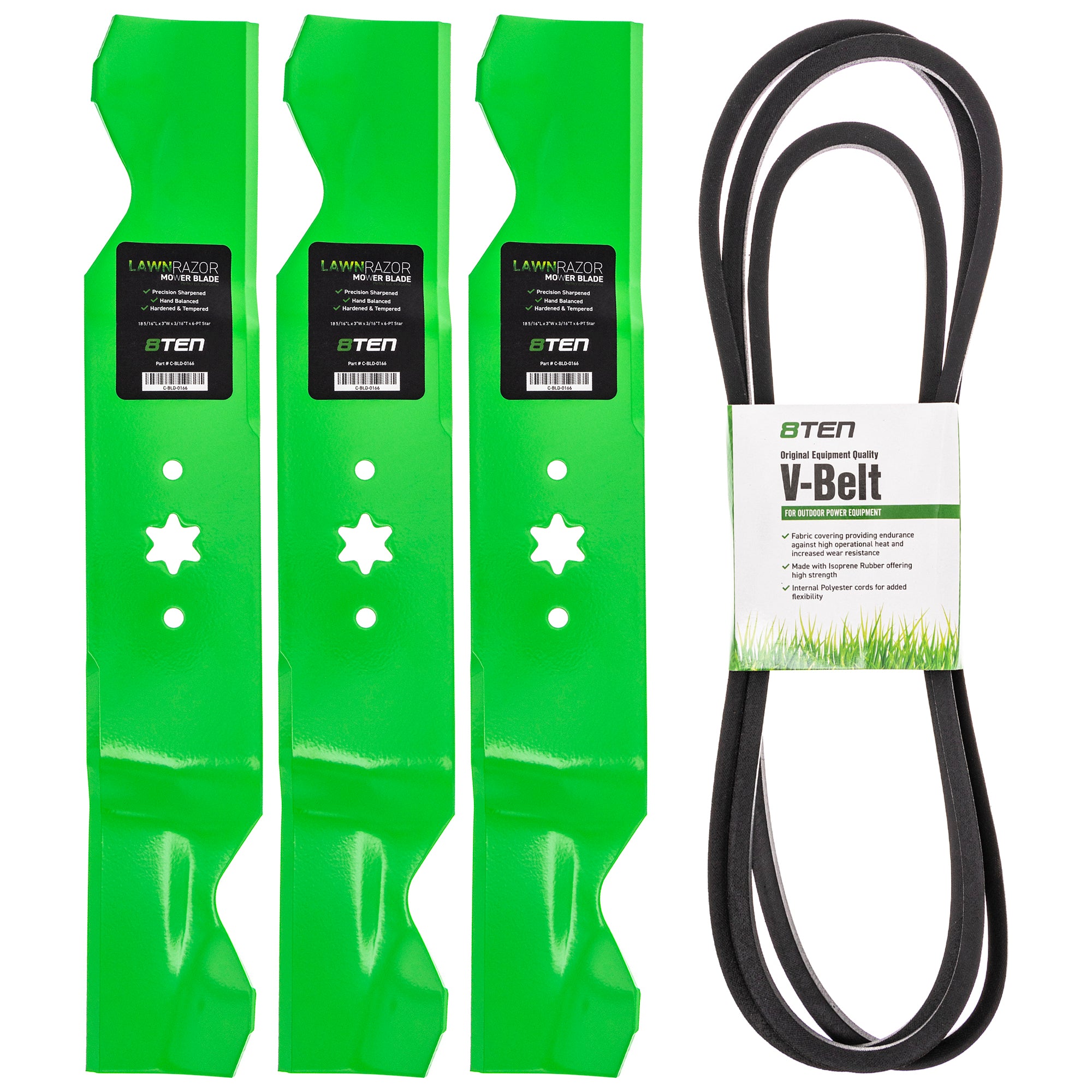 Mower Blades & Deck Belt Kit for Toro Exmark Stens Oregon MTD Cub Cadet Troy-Bilt ZTL8000 8TEN MK1007792