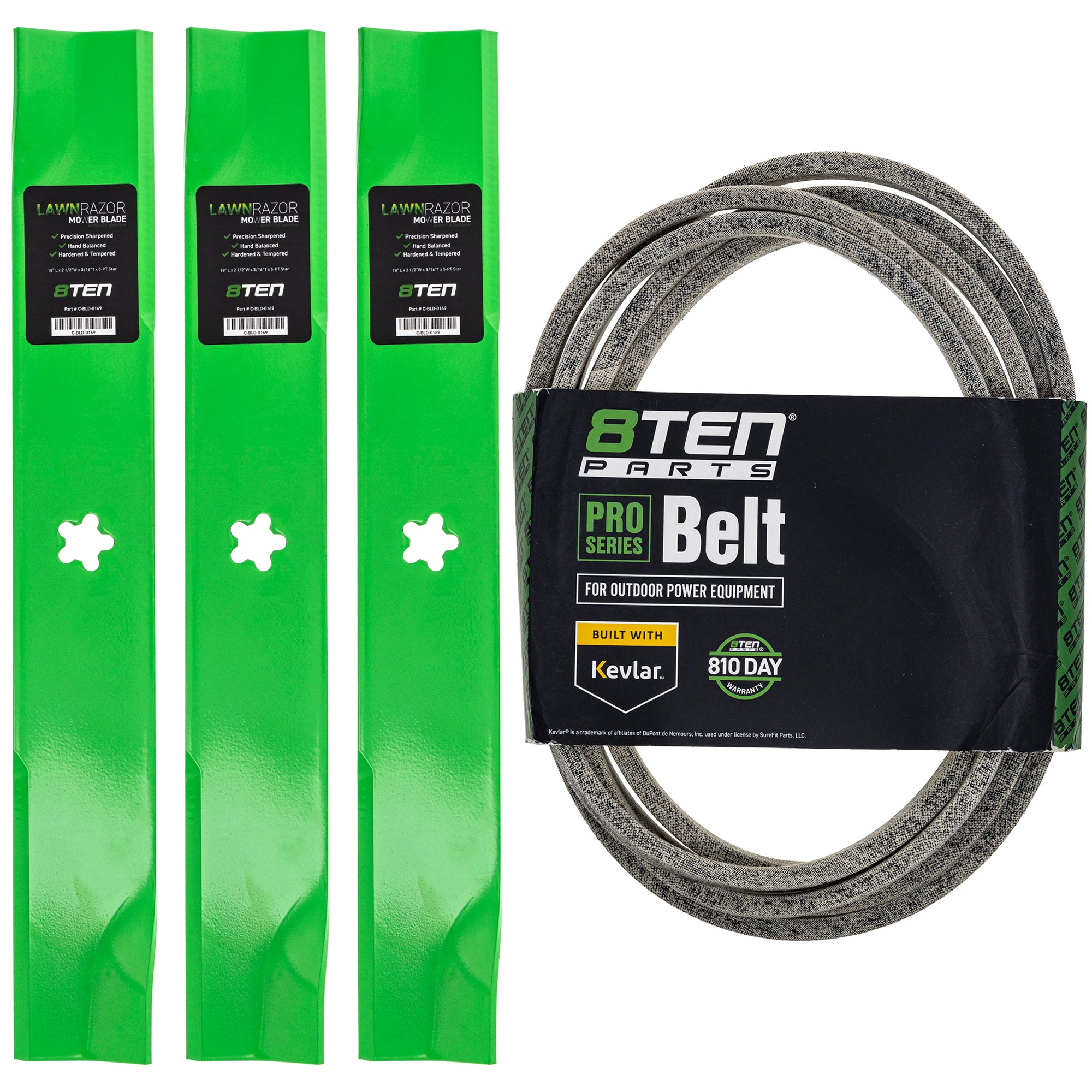 Mower Blades & Deck Belt Kit for zOTHER Walbro Stens Oregon Husqvarna Poulan Craftsman AYP 8TEN MK1007795