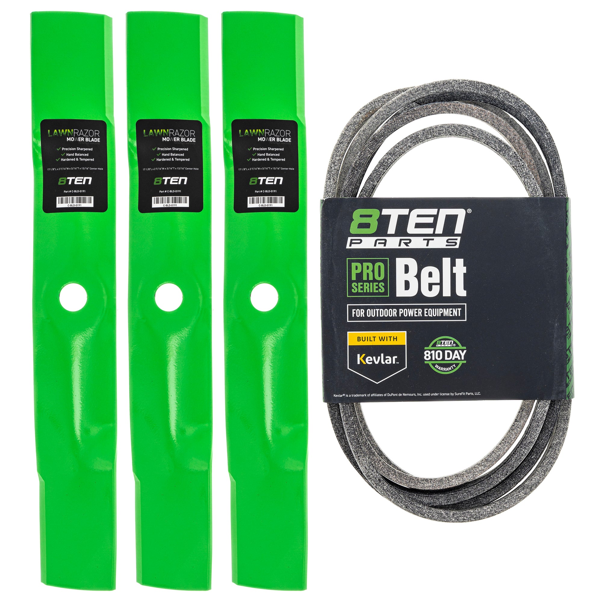 Mower Blades & Deck Belt Kit for zOTHER Walbro Stens Oregon John Deere Deere 8TEN MK1007796