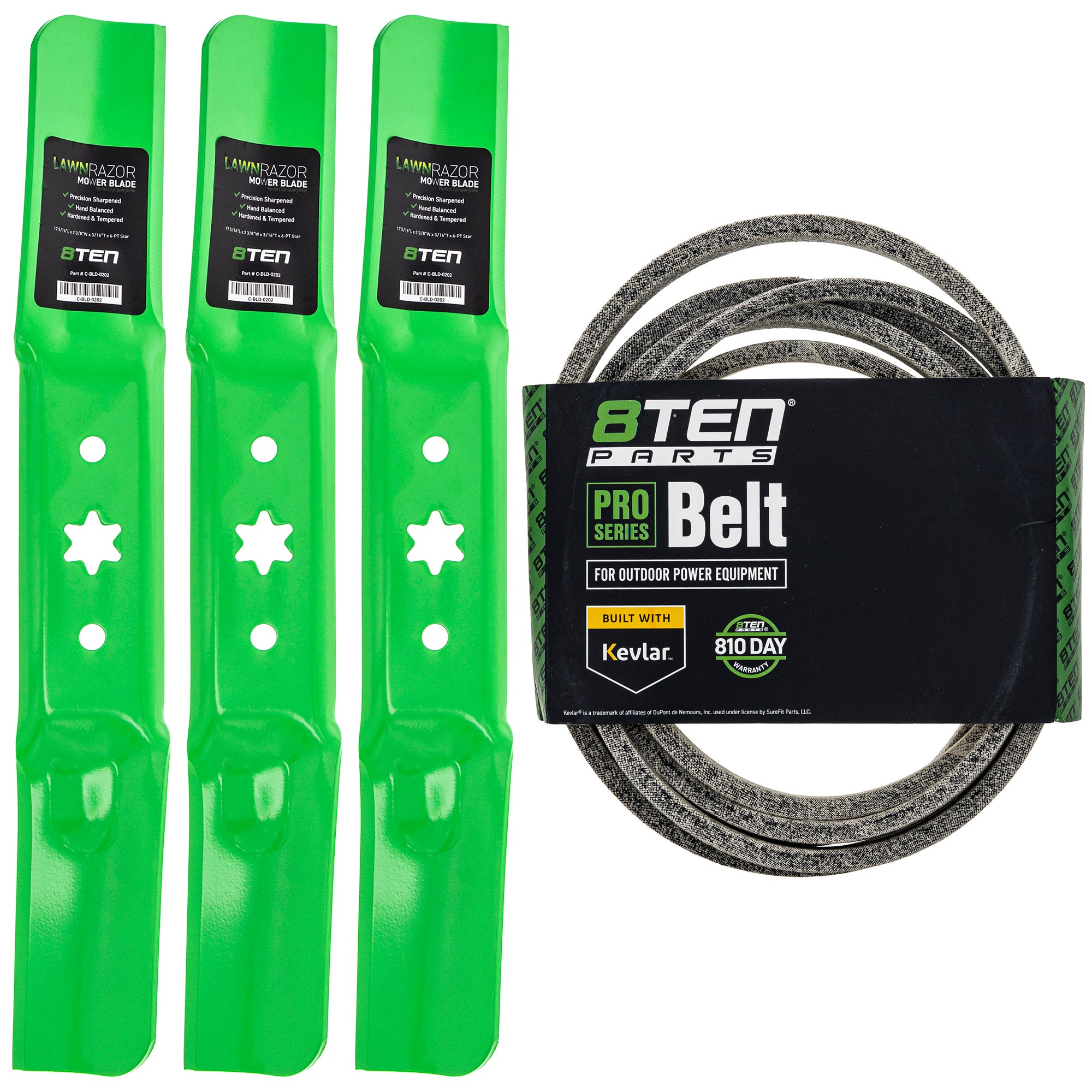 Mower Blades & Deck Belt Kit for zOTHER Toro Exmark Stens Oregon MTD Cub Cadet Troy-Bilt 8TEN MK1007797
