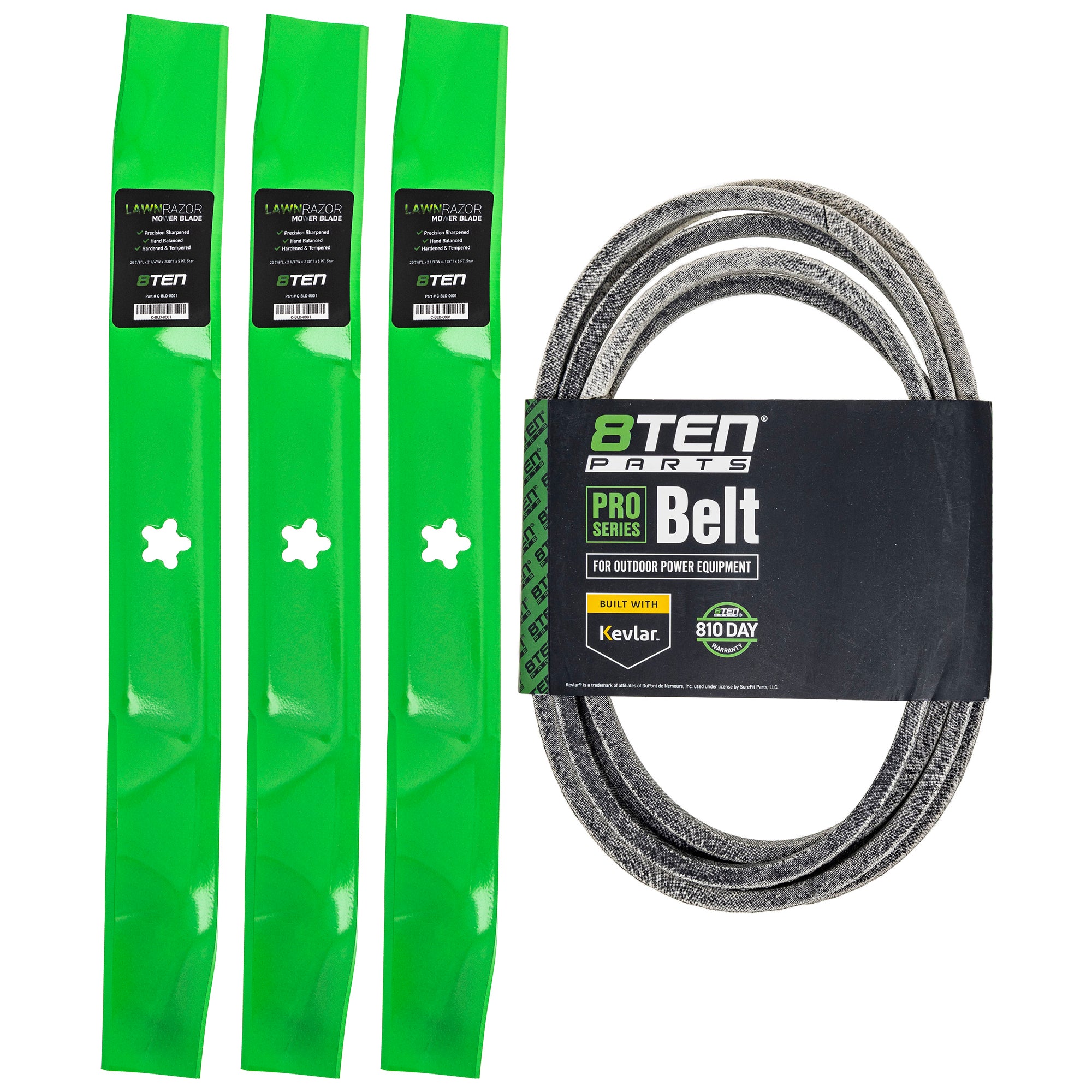 Mower Blades & Deck Belt Kit for zOTHER Stens Oregon Husqvarna Poulan Craftsman AYP RedMax 8TEN MK1007798
