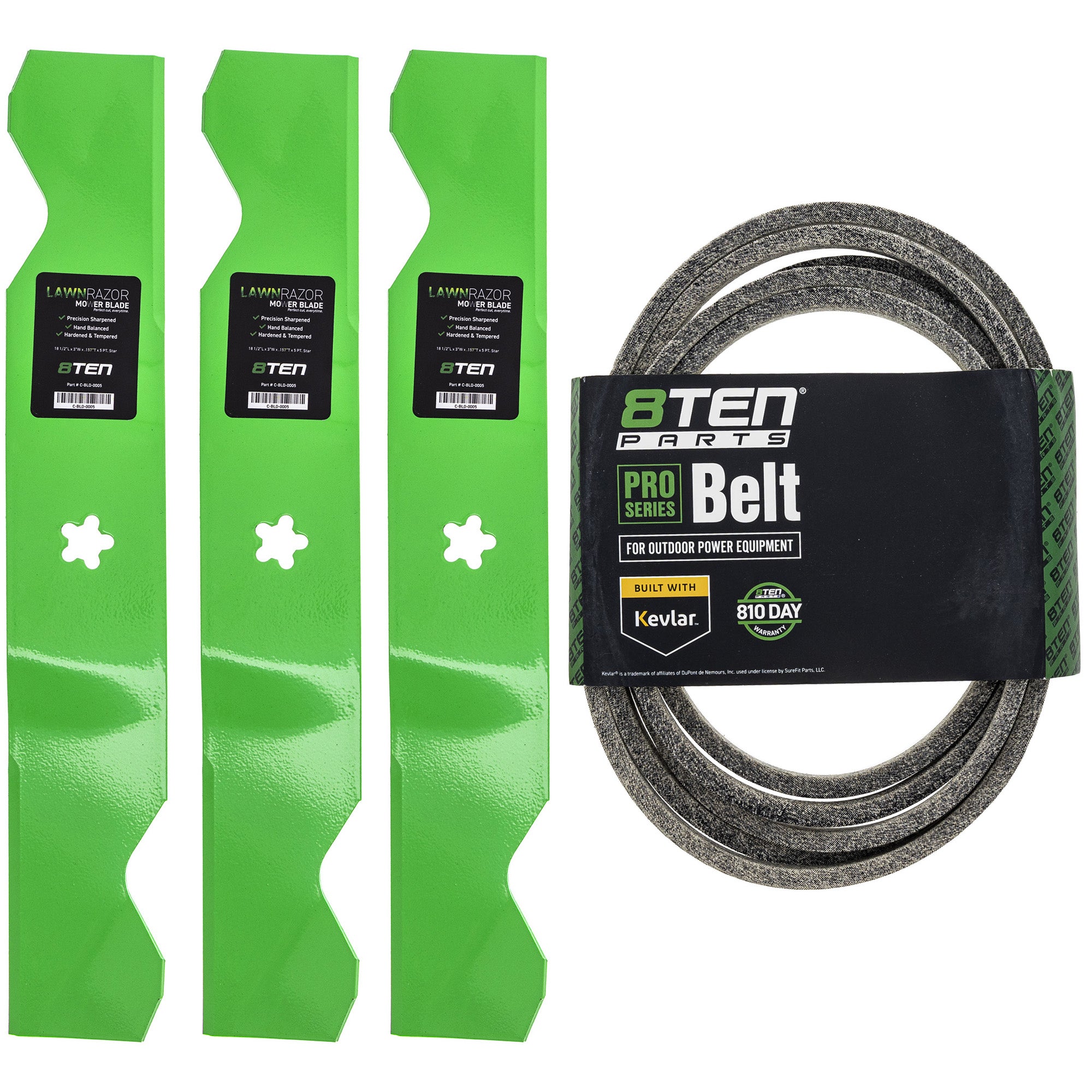 Mower Blades & Deck Belt Kit for zOTHER Toro Exmark Stens Oregon Husqvarna Poulan 8TEN MK1007801