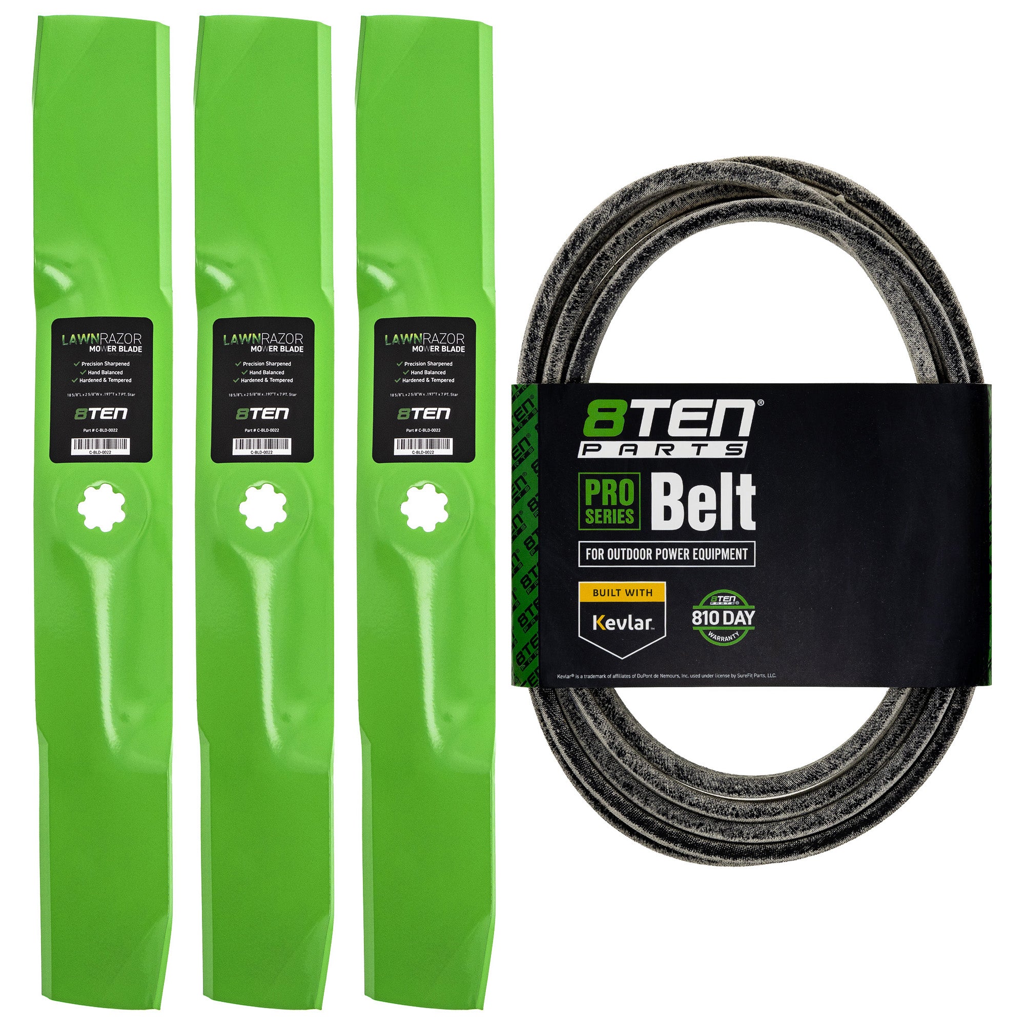 Mower Blades & Deck Belt Kit for zOTHER Stens Oregon John Deere Husqvarna Poulan Craftsman 8TEN MK1007803