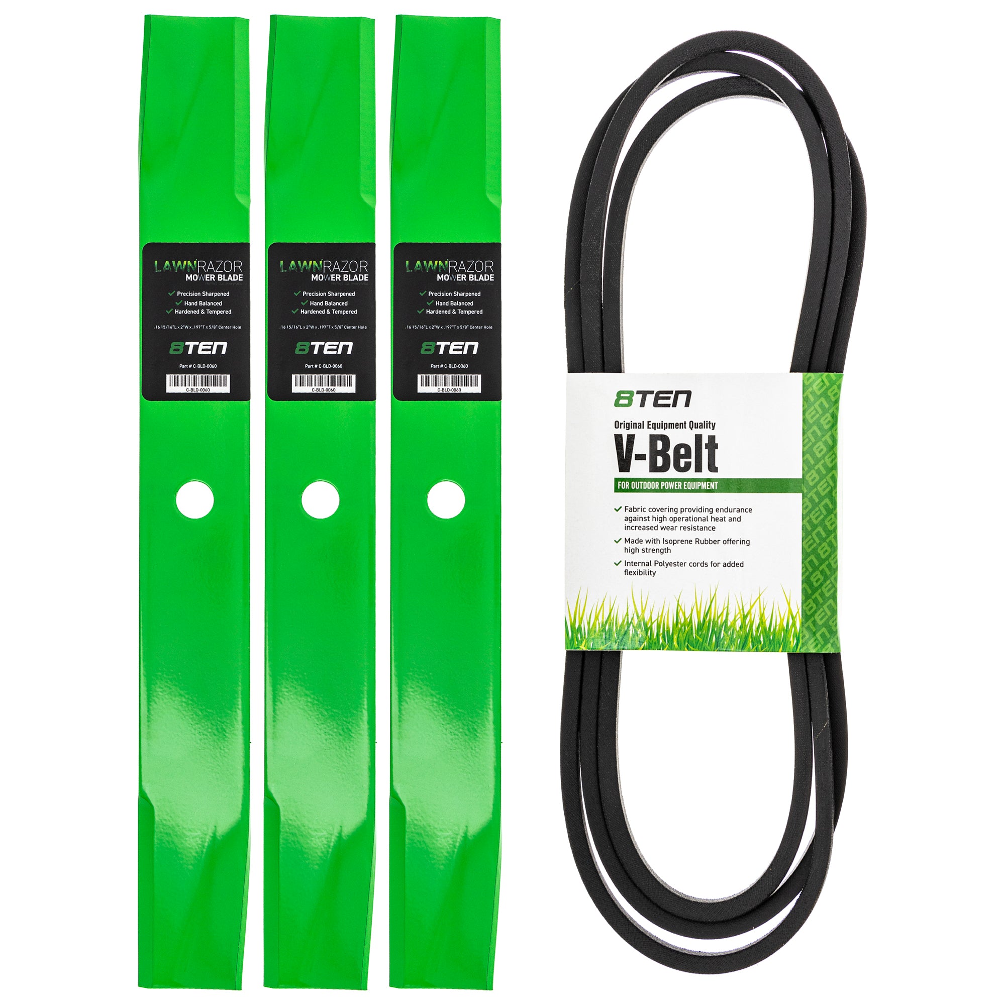 Mower Blades & Deck Belt Kit for zOTHER Stens Oregon Lesco Generac Dixon Ariens Gravely ZT 8TEN MK1007806
