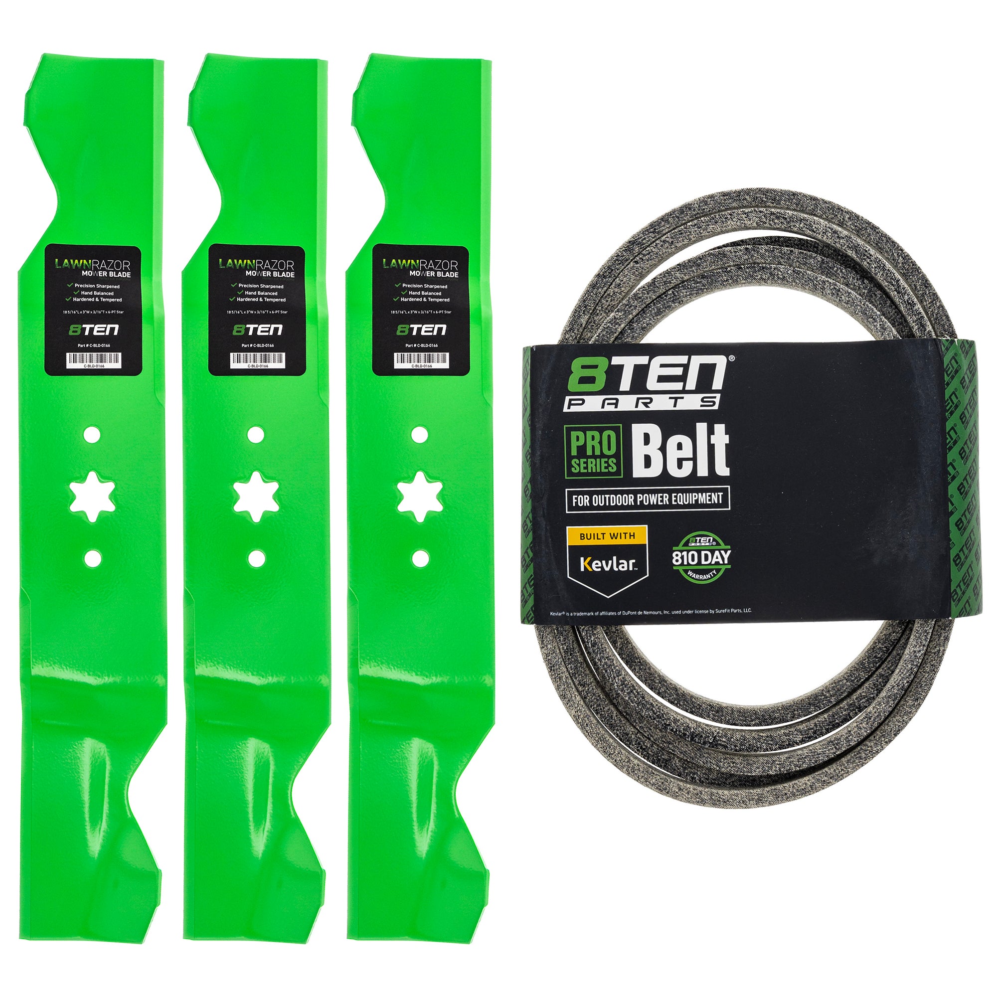 Mower Blades & Deck Belt Kit for zOTHER Toro Exmark Stens Oregon MTD Cub Cadet Troy-Bilt 8TEN MK1007808