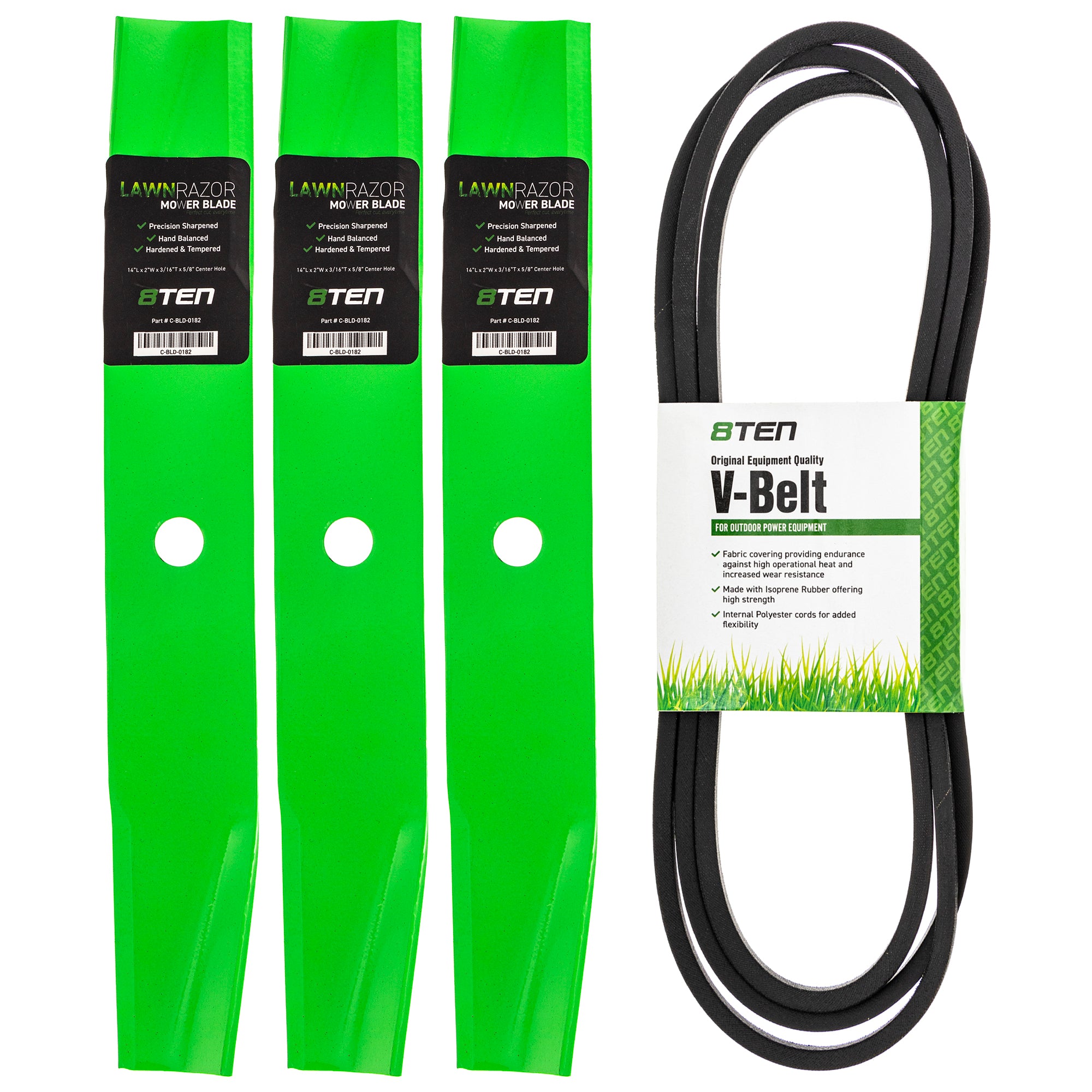 Mower Blades & Deck Belt Kit for Stens Oregon MTD Cub Cadet Troy-Bilt Ariens Gravely ZT 8TEN MK1007810