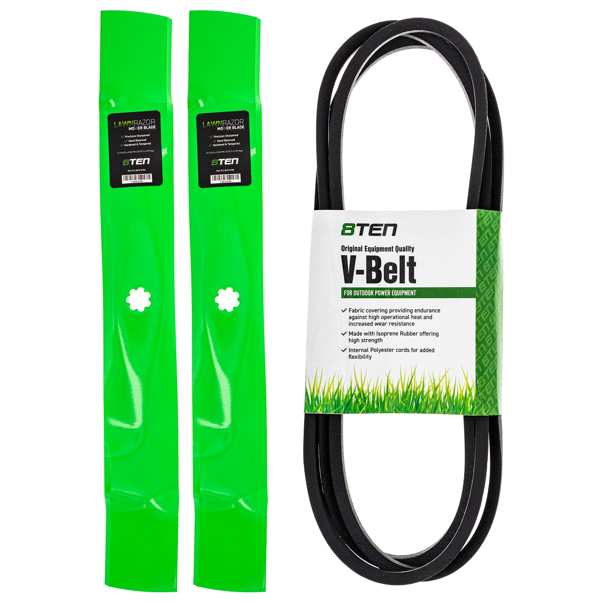 Mower Blades & Deck Belt Kit for zOTHER Stens Oregon John Deere Husqvarna Poulan Craftsman 8TEN MK1007811