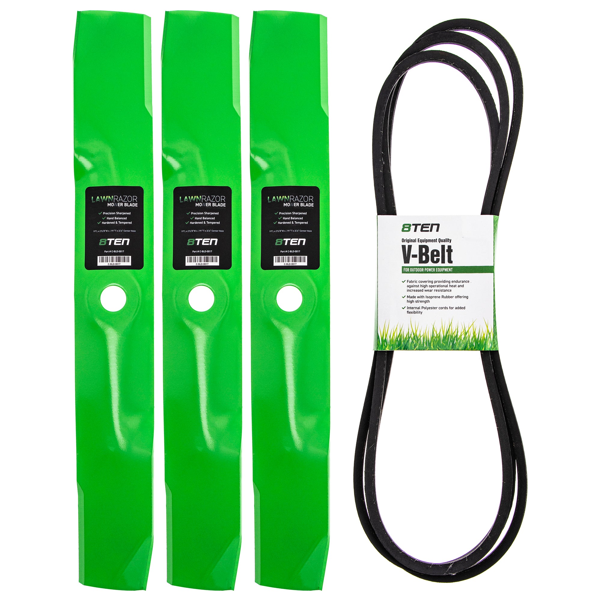 Mower Blades & Deck Belt Kit for zOTHER Stens Oregon John Deere Deere 8TEN MK1007815