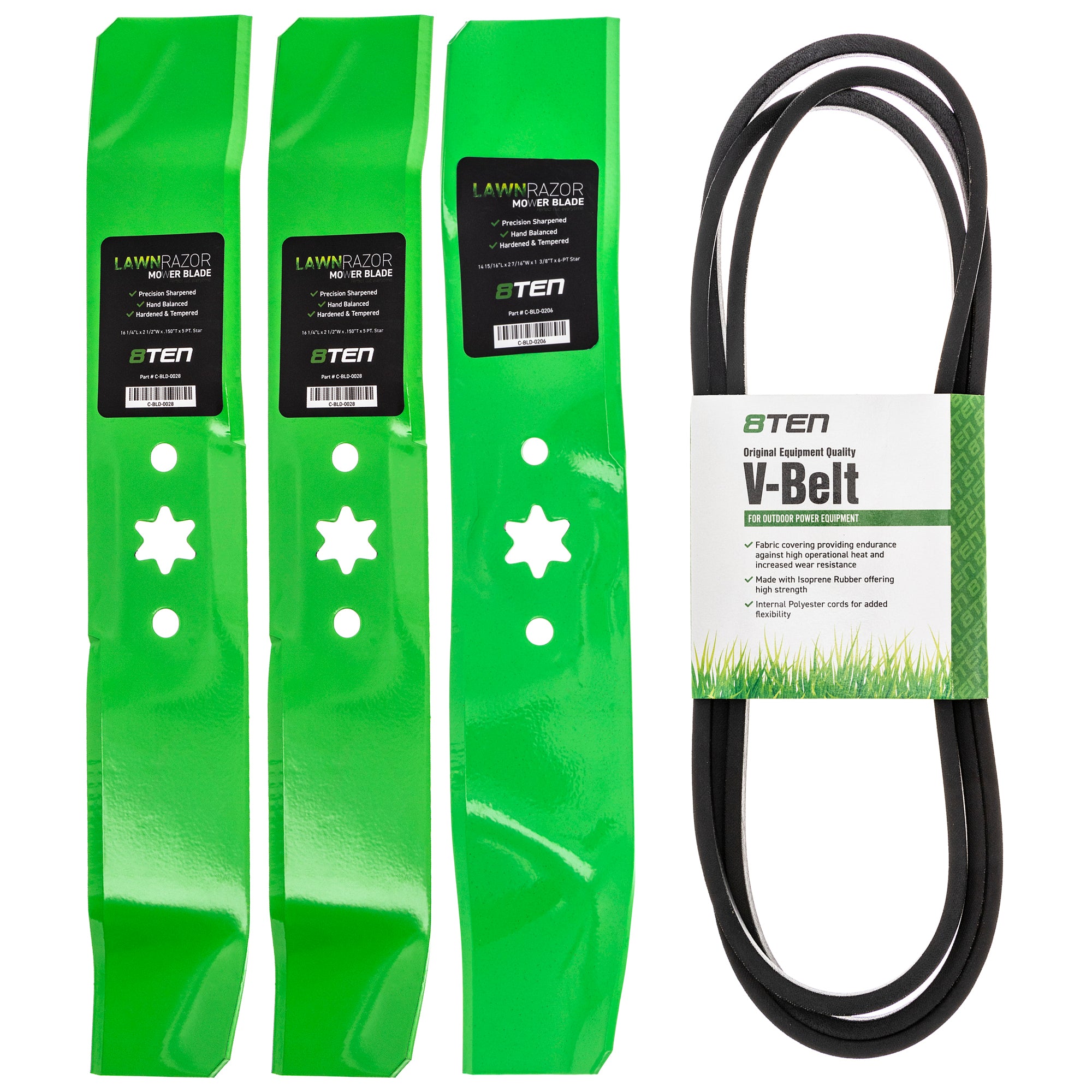 Mower Blades & Deck Belt Kit for zOTHER Toro Exmark Stens Oregon MTD Cub Cadet Troy-Bilt 8TEN MK1007817