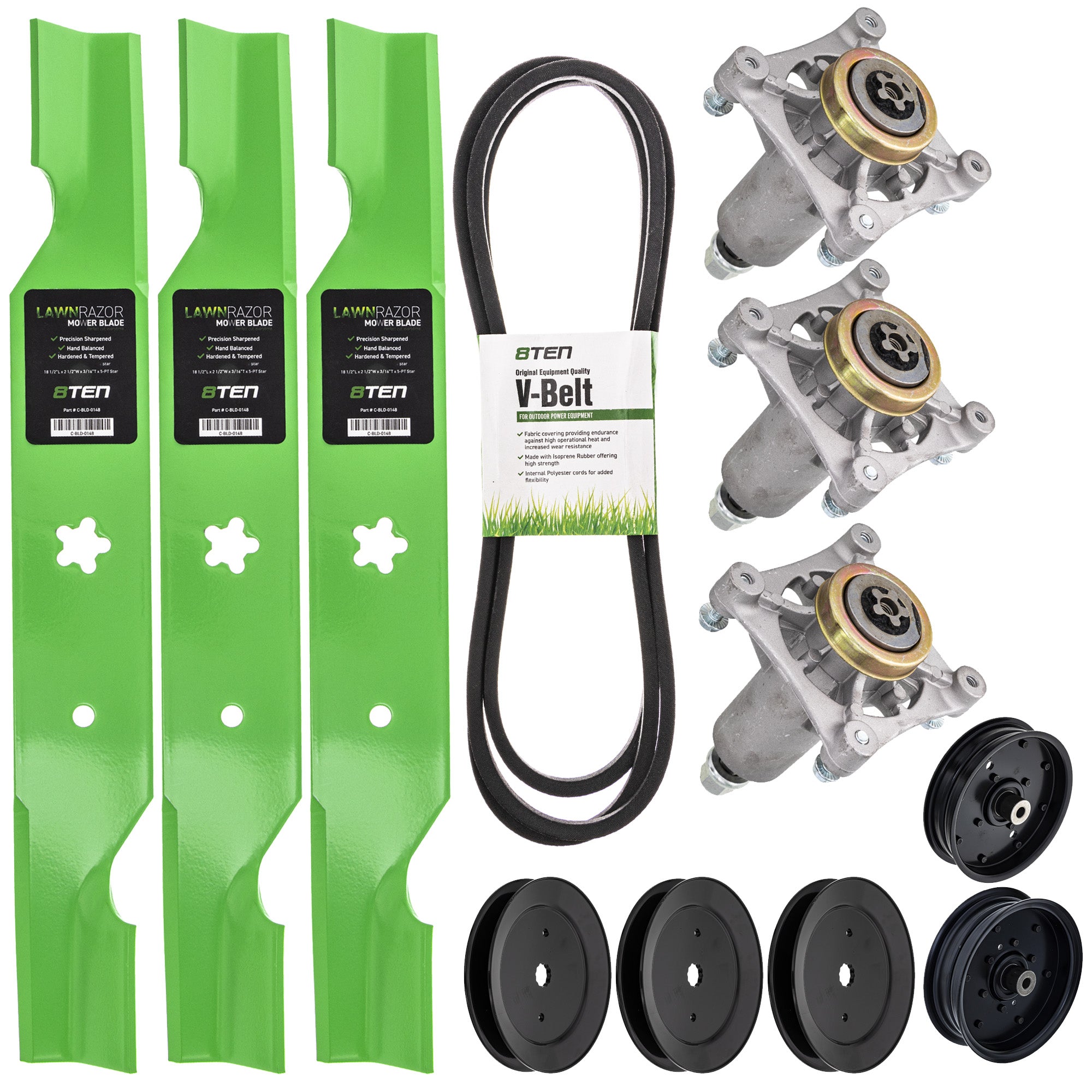 Blade Spindle Belt Pulley Idler Deck Kit for zOTHER Stens Oregon Husqvarna Poulan 8TEN MK1009877