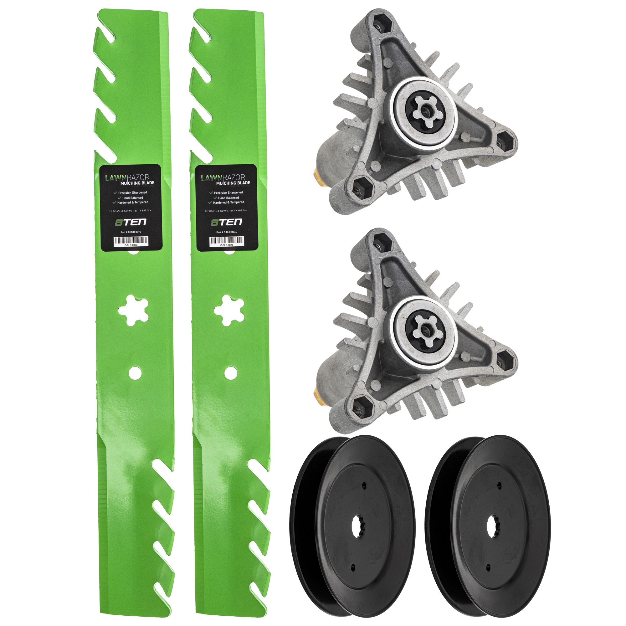 Blade Spindle Pulley Deck Kit for WA1338A Pro Eater AYP9128B29 8TEN MK1009897
