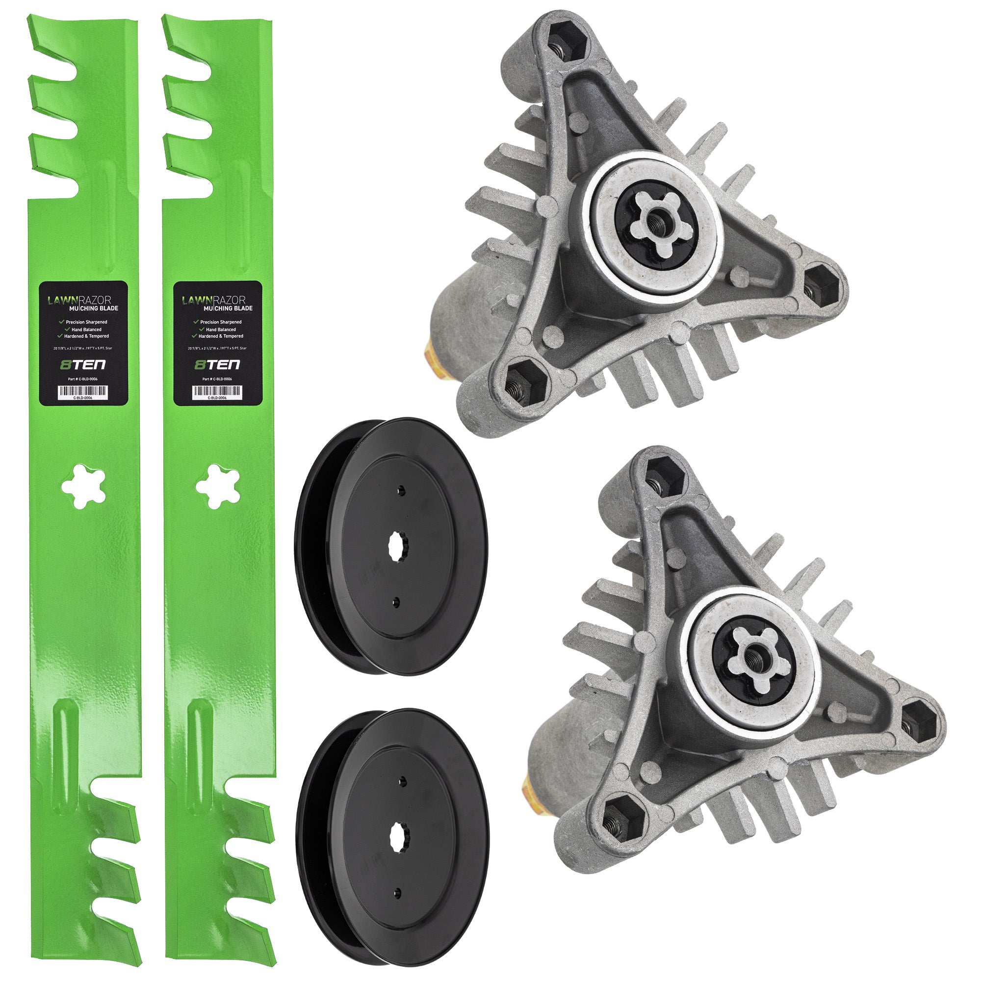 Blade Spindle Pulley Deck Kit for AYP9182C79 AYP9182B79 AYP9182A79 AYP9167D79 8TEN MK1009914