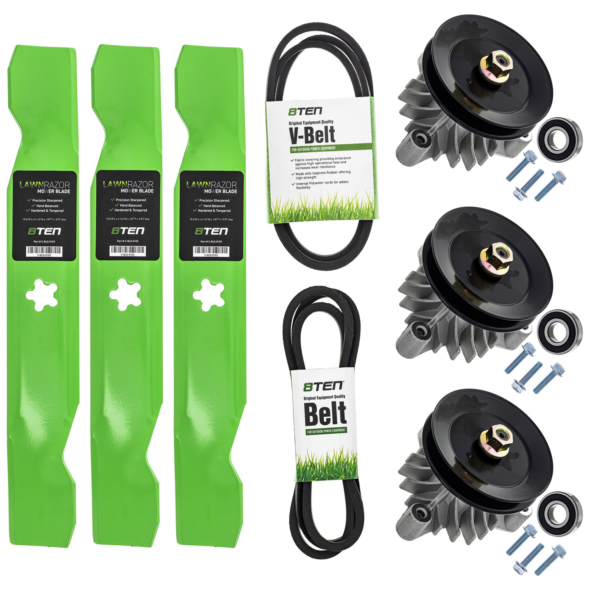 Blade Spindle Belt Deck Kit for Y19H44A Y18H44E Y18H44D Y1844F 8TEN MK1010038