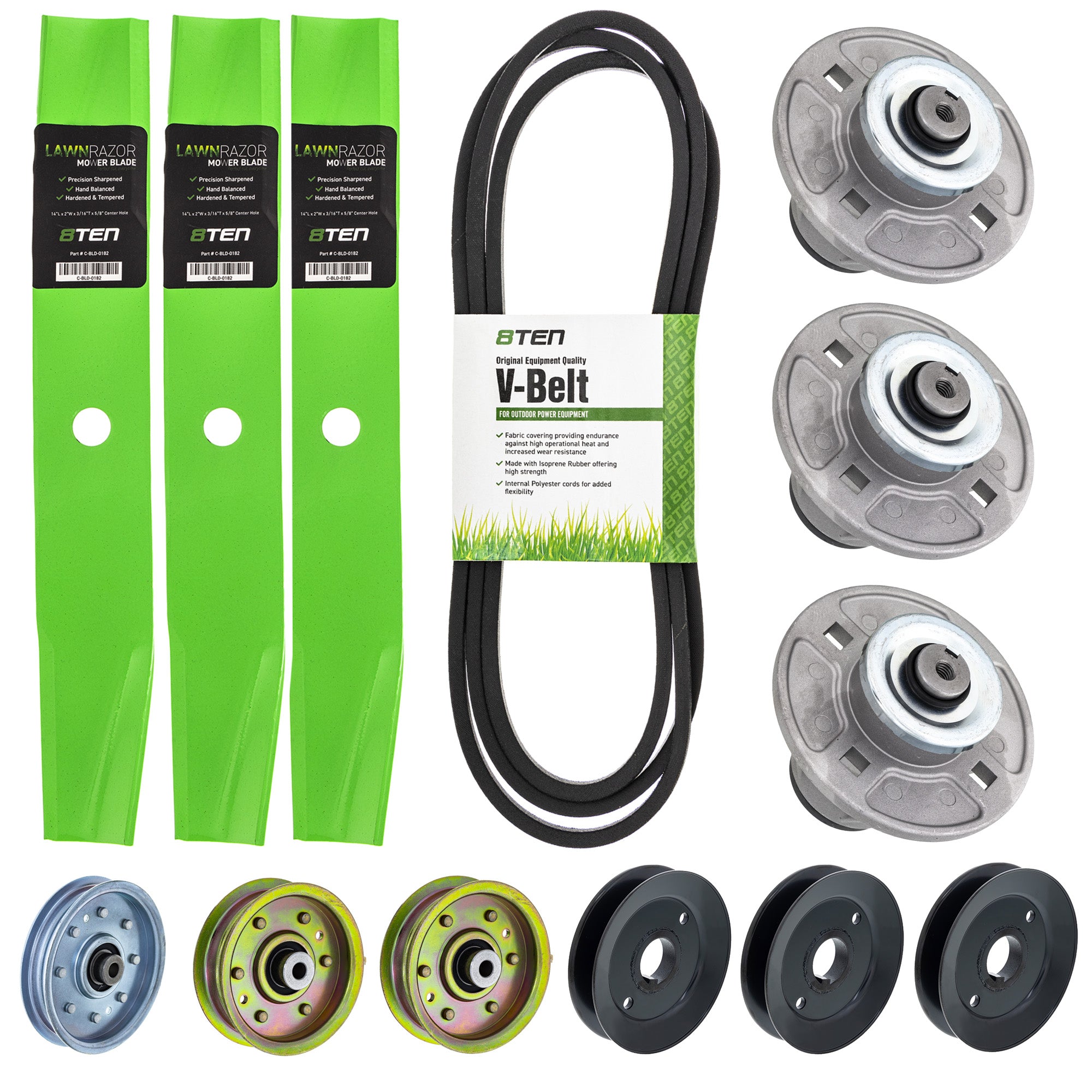 Blade Spindle Belt Pulley Idler Deck Kit for zOTHER Walbro Toro Exmark Stens Oregon 8TEN MK1010197