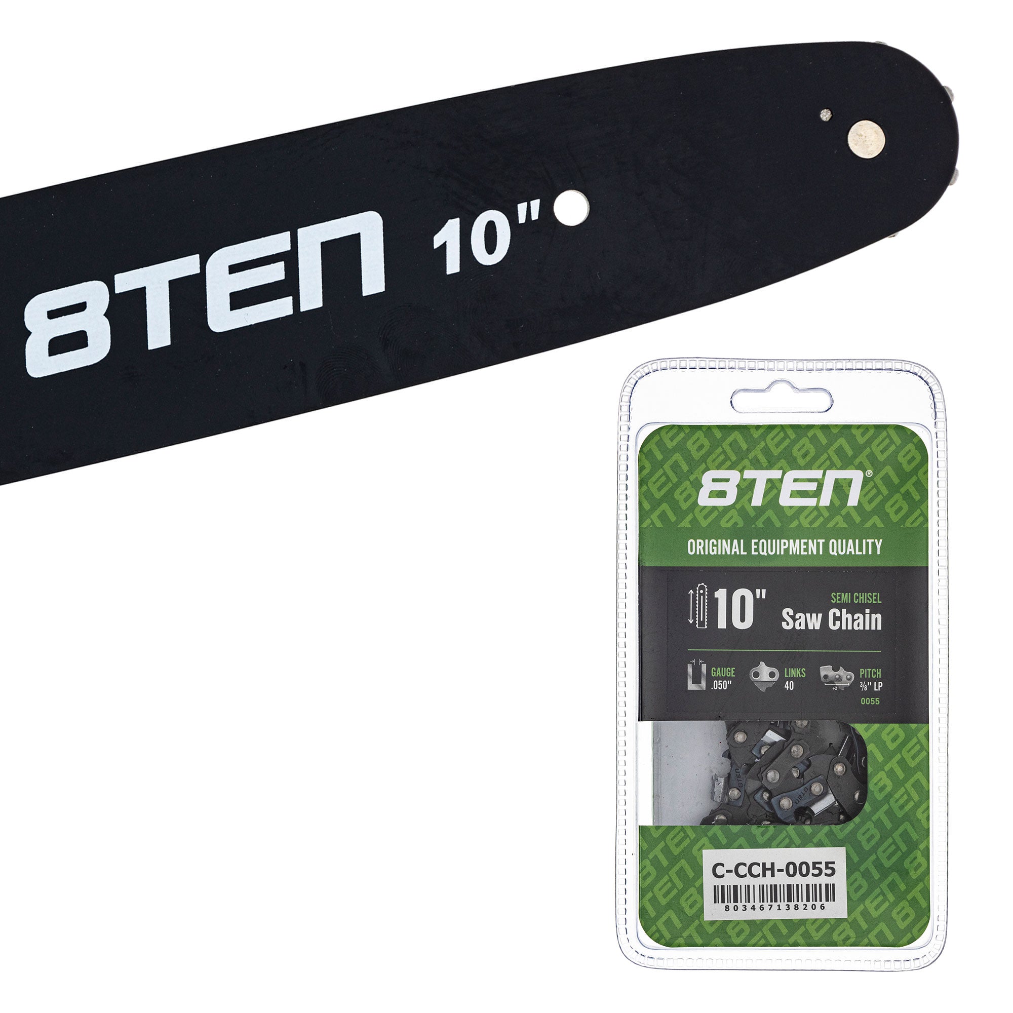 Chainsaw Bar & Chain Set 10 Inch for WG309 PS43010 PS40010 Pole 8TEN MK1010255