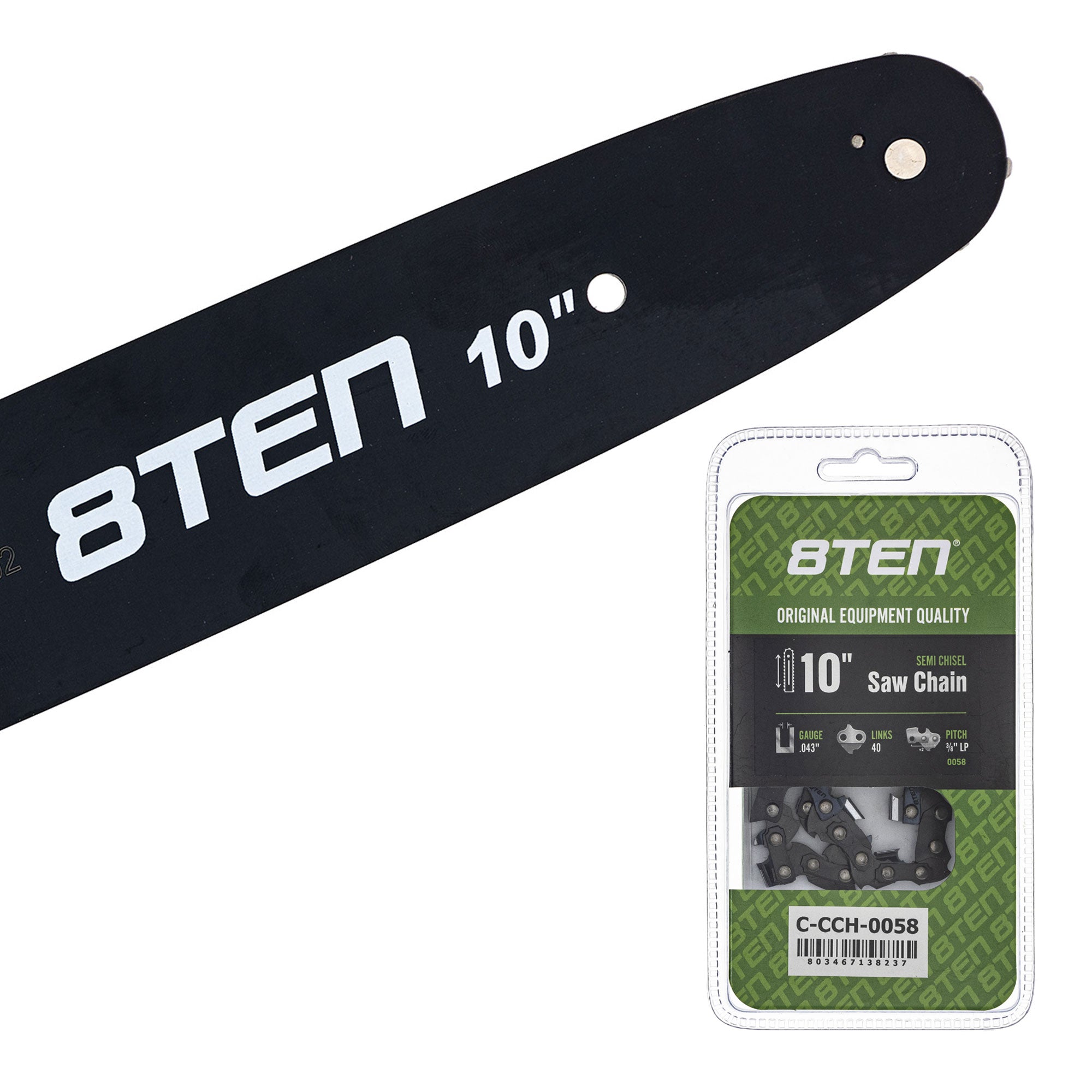 Chainsaw Bar & Chain Set 10 Inch for TPS-270PF TPS-270 TPS-260 TPS-2510 8TEN MK1010257