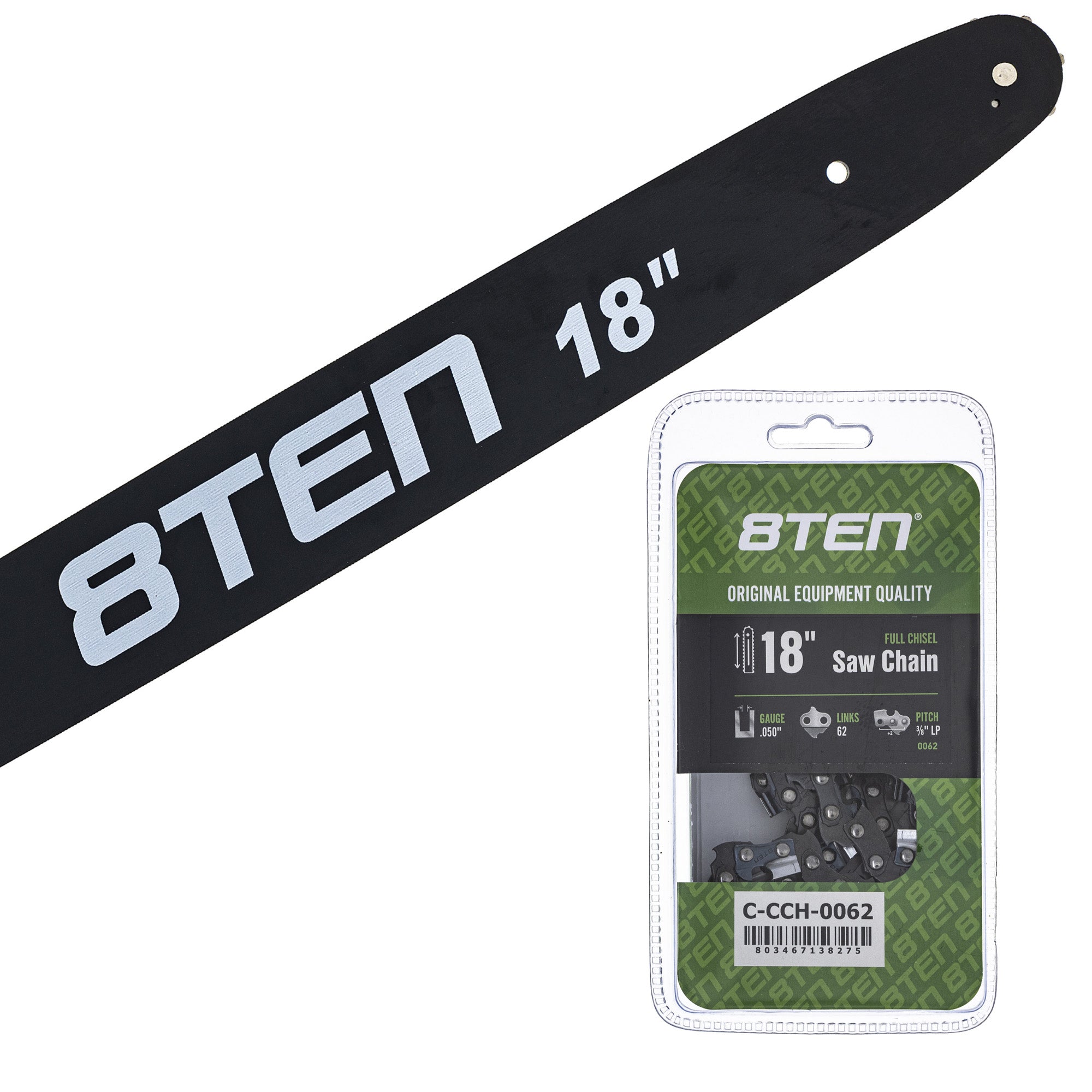 Chainsaw Bar & Chain Set 18 Inch for UC4551A UC4550A UC4051A UC4050A 8TEN MK1010260